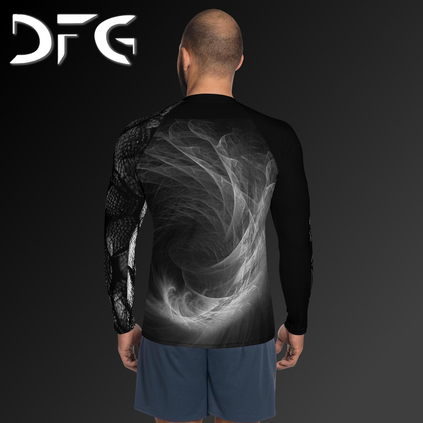 Masculine-Fit White Dragon Long-Sleeved Rash Guard