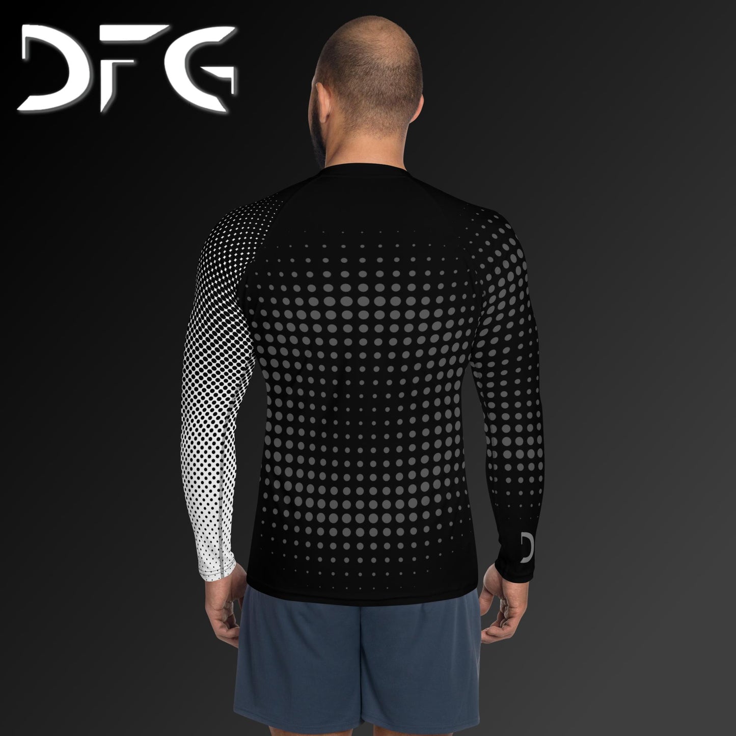 Masculine-Fit White Gradient Long-Sleeved Rash Guard