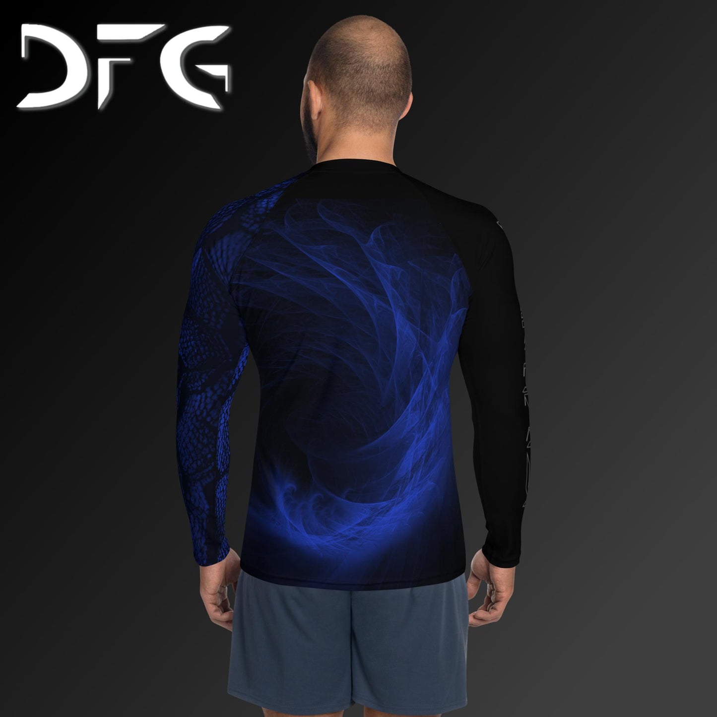 Masculine-Fit Blue Dragon Long-Sleeved Rash Guard