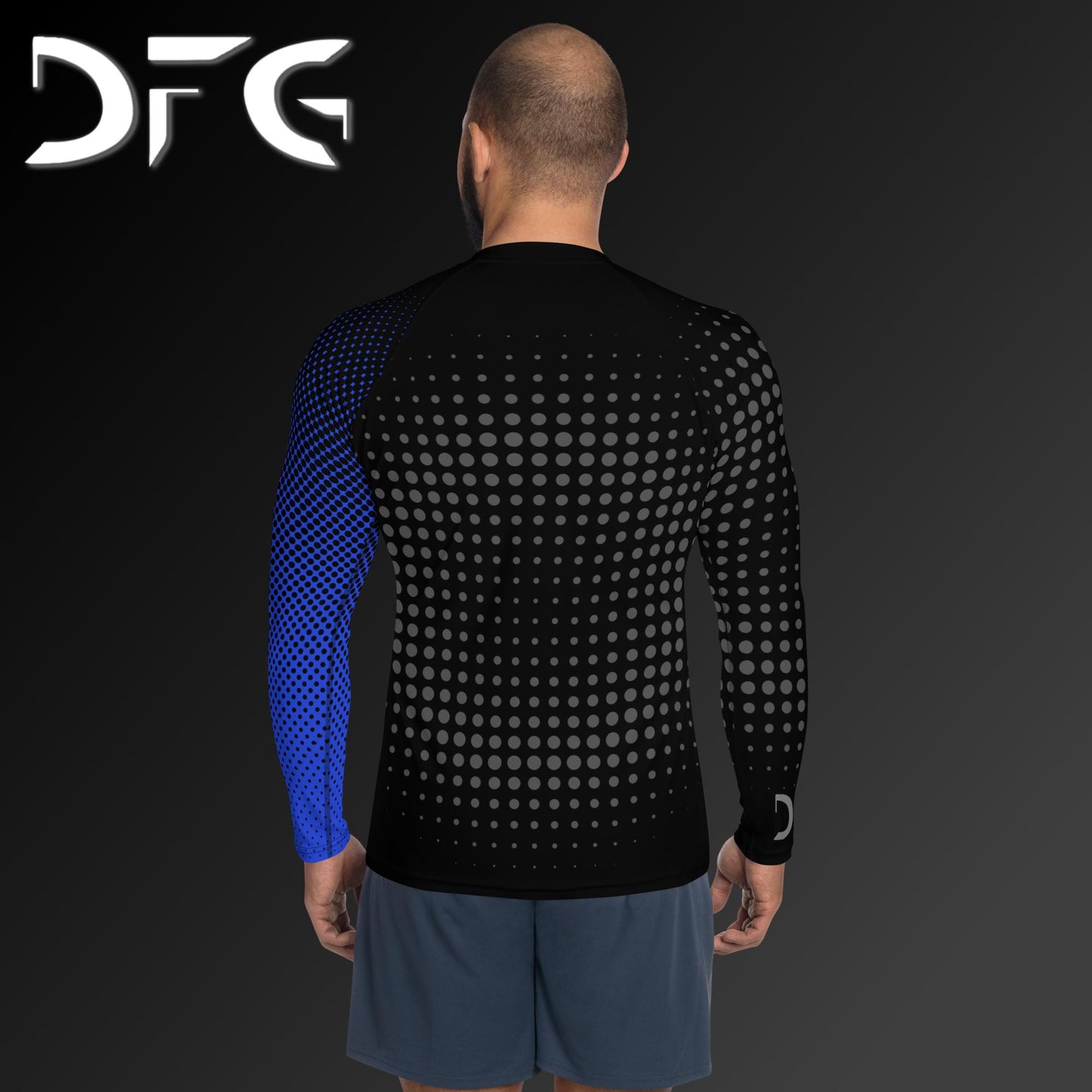 Masculine-Fit Blue Gradient Long-Sleeved Rash Guard