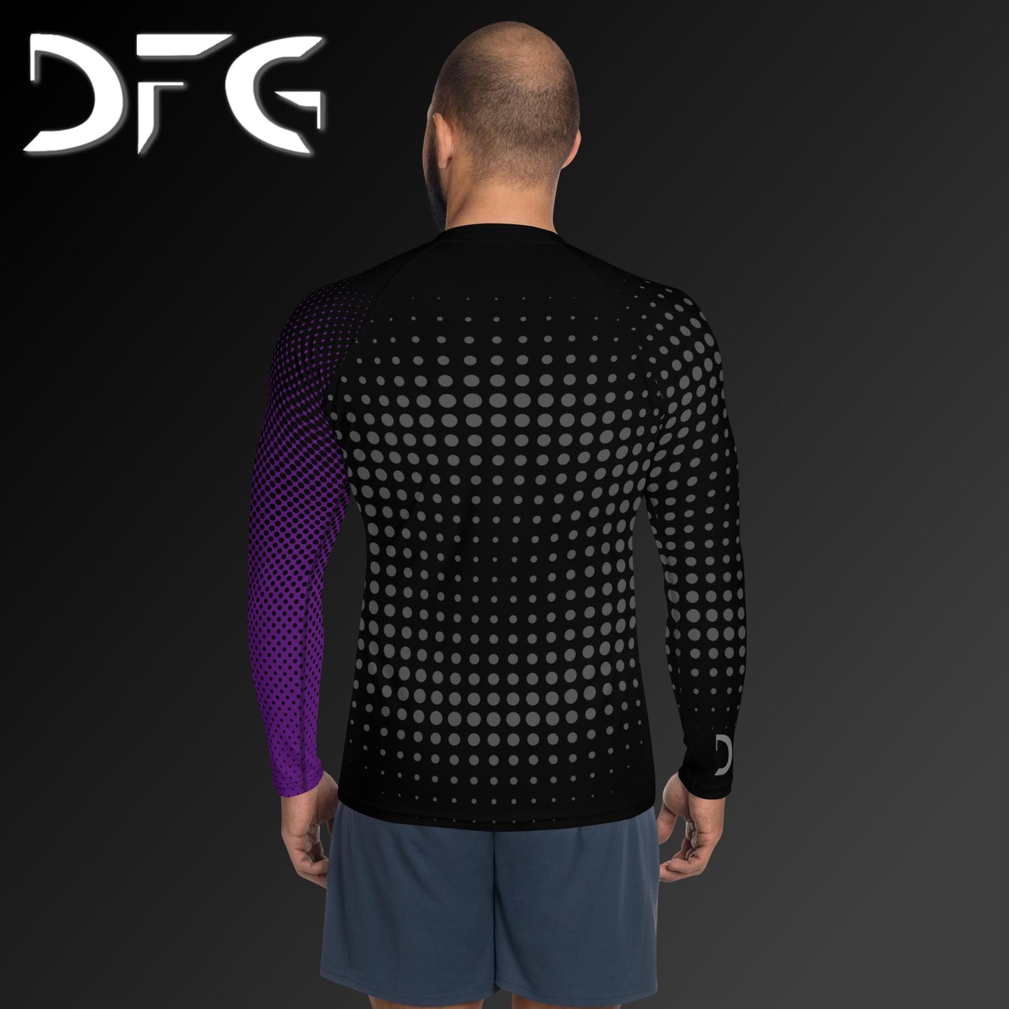 Masculine-Fit Purple Gradient Long-Sleeved Rash Guard