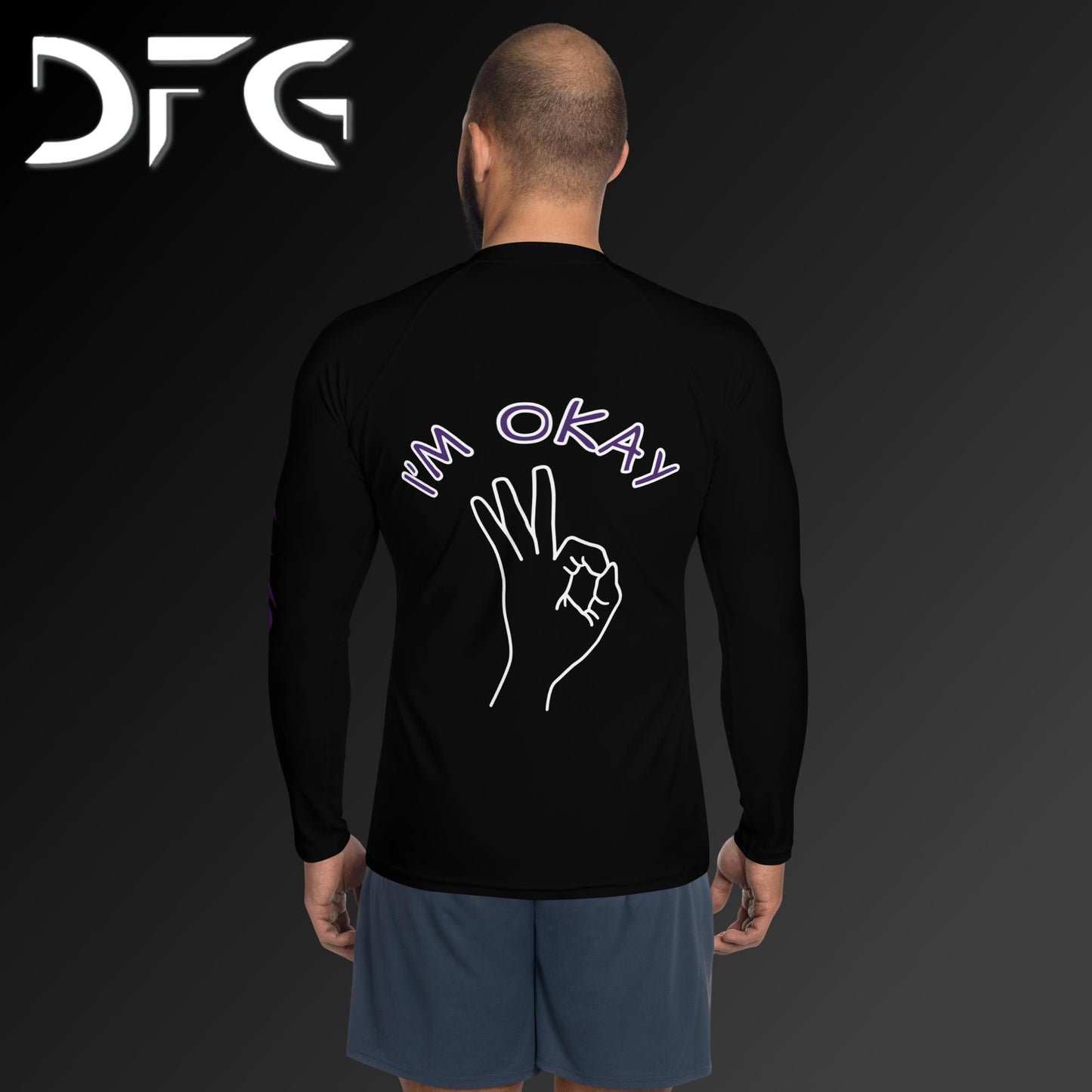 Masculine-Fit Purple OKAY Long-Sleeved Rash Guard