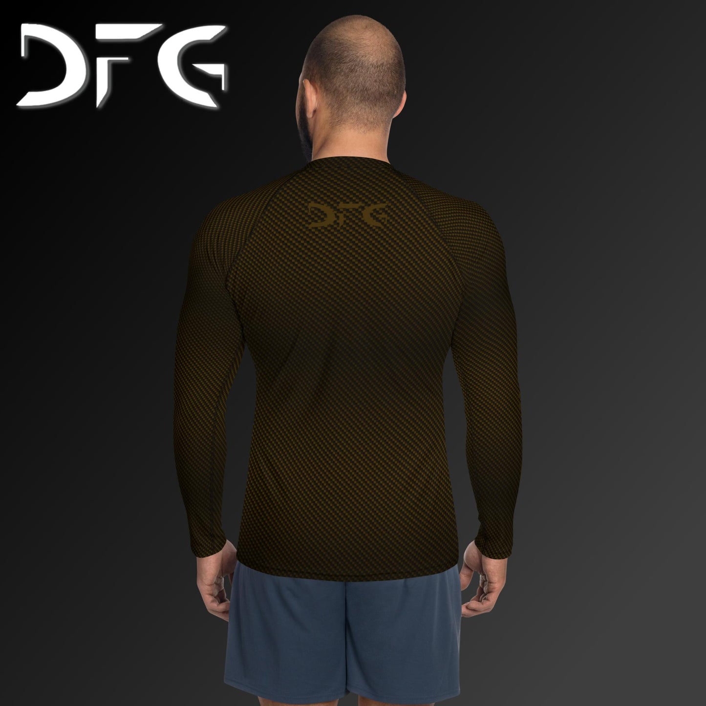 Masculine-Fit Brown Carbon Fiber Long-Sleeved Rash Guard