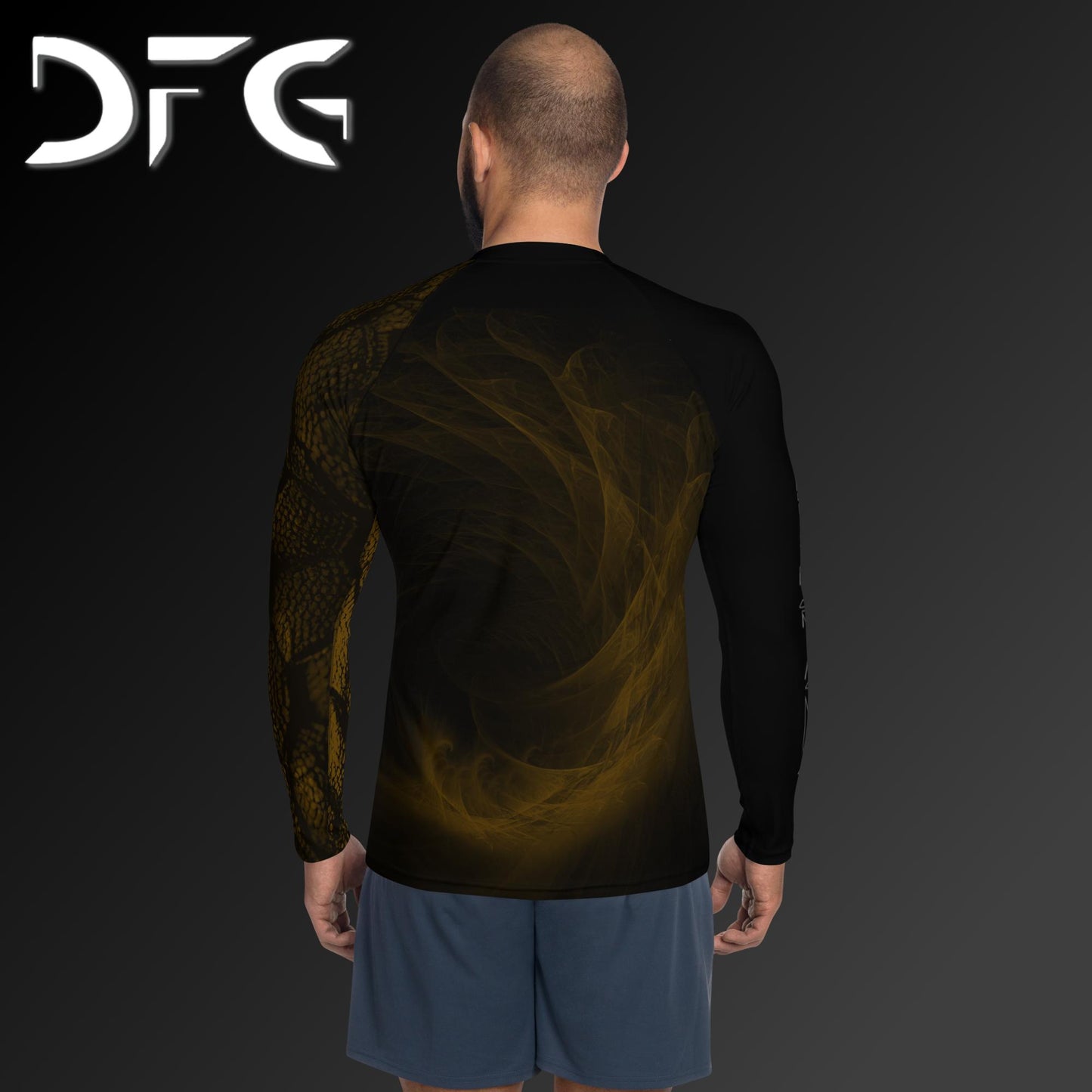 Masculine-Fit Brown Dragon Long-Sleeved Rash Guard