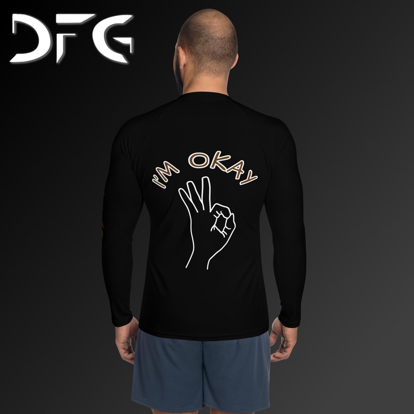Masculine-Fit Brown OKAY Long-Sleeved Rash Guard
