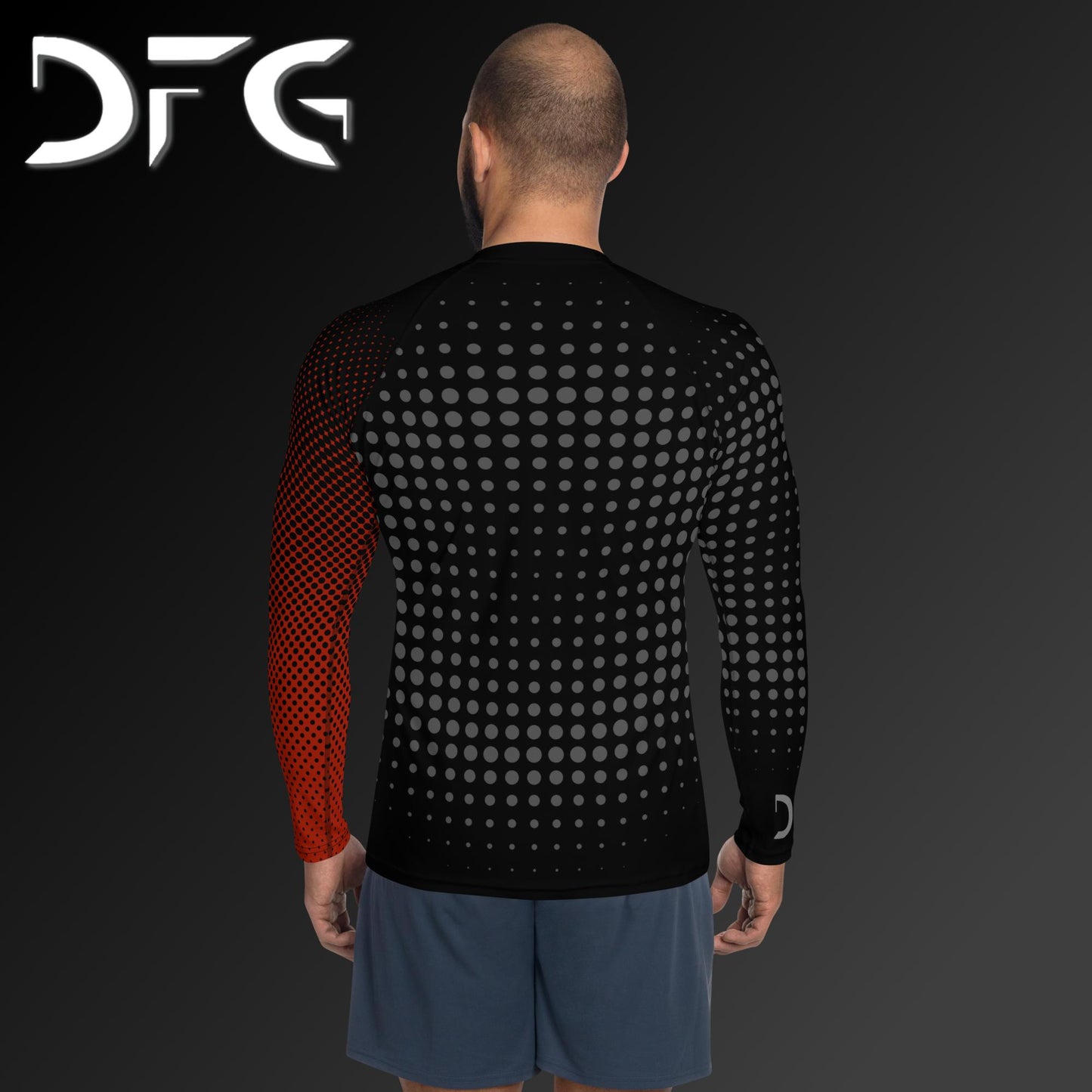 Masculine-Fit Black/Red Gradient Long-Sleeved Rash Guard