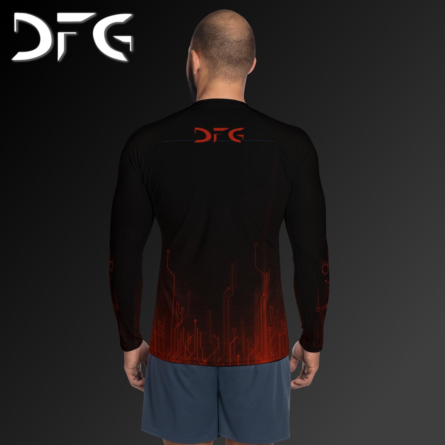 Masculine-Fit Red Tech Rash Guard