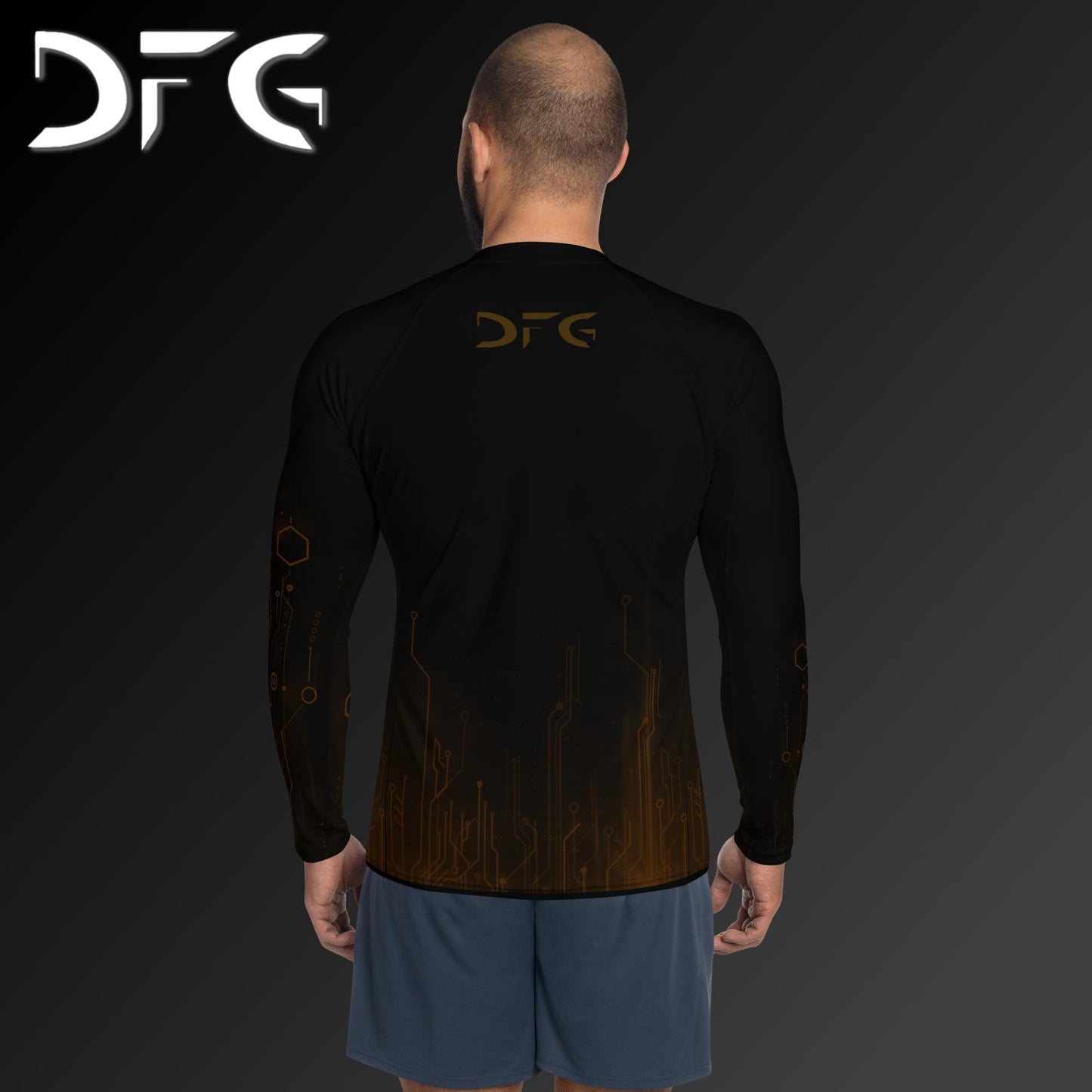 Masculine-Fit Brown Tech Rash Guard