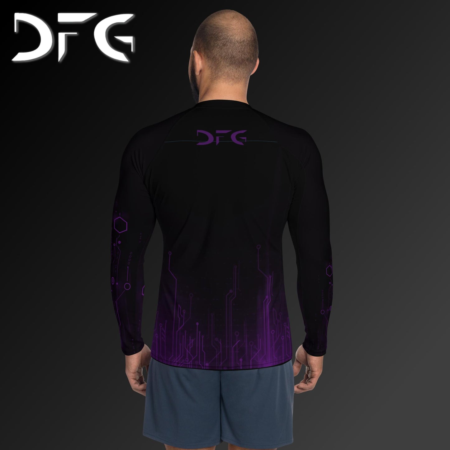 Masculine-Fit Purple Tech Rash Guard