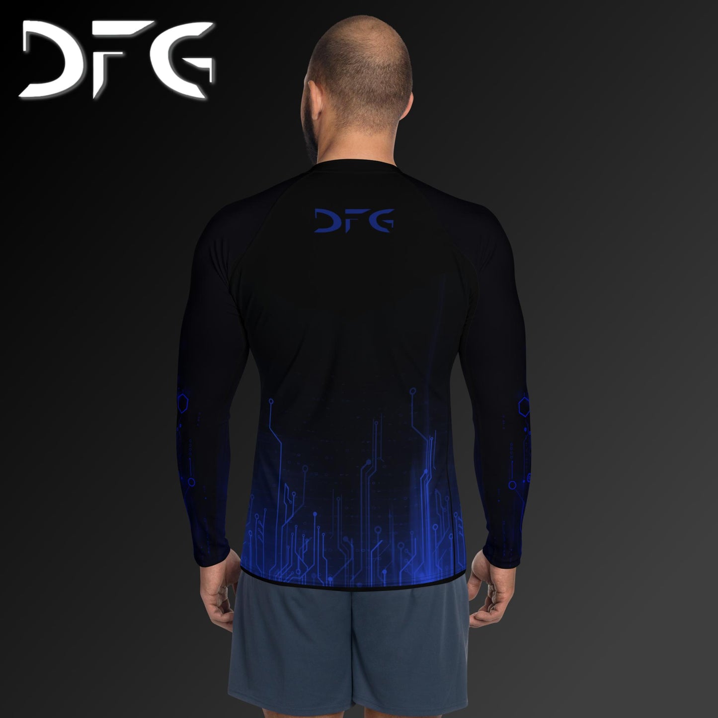 Masculine-Fit Blue Tech Rash Guard