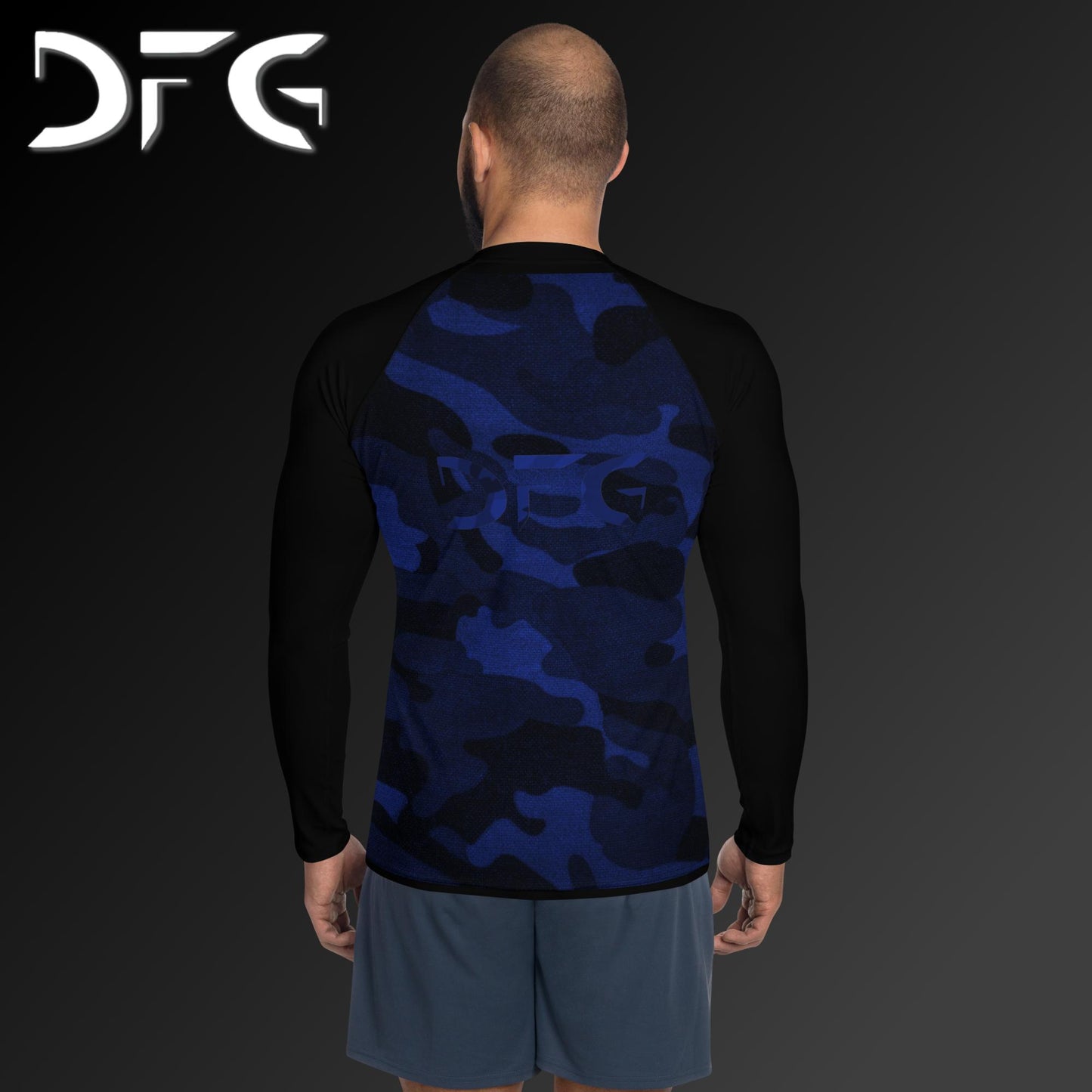 Masculine-Fit Blue Camo Rash Guard