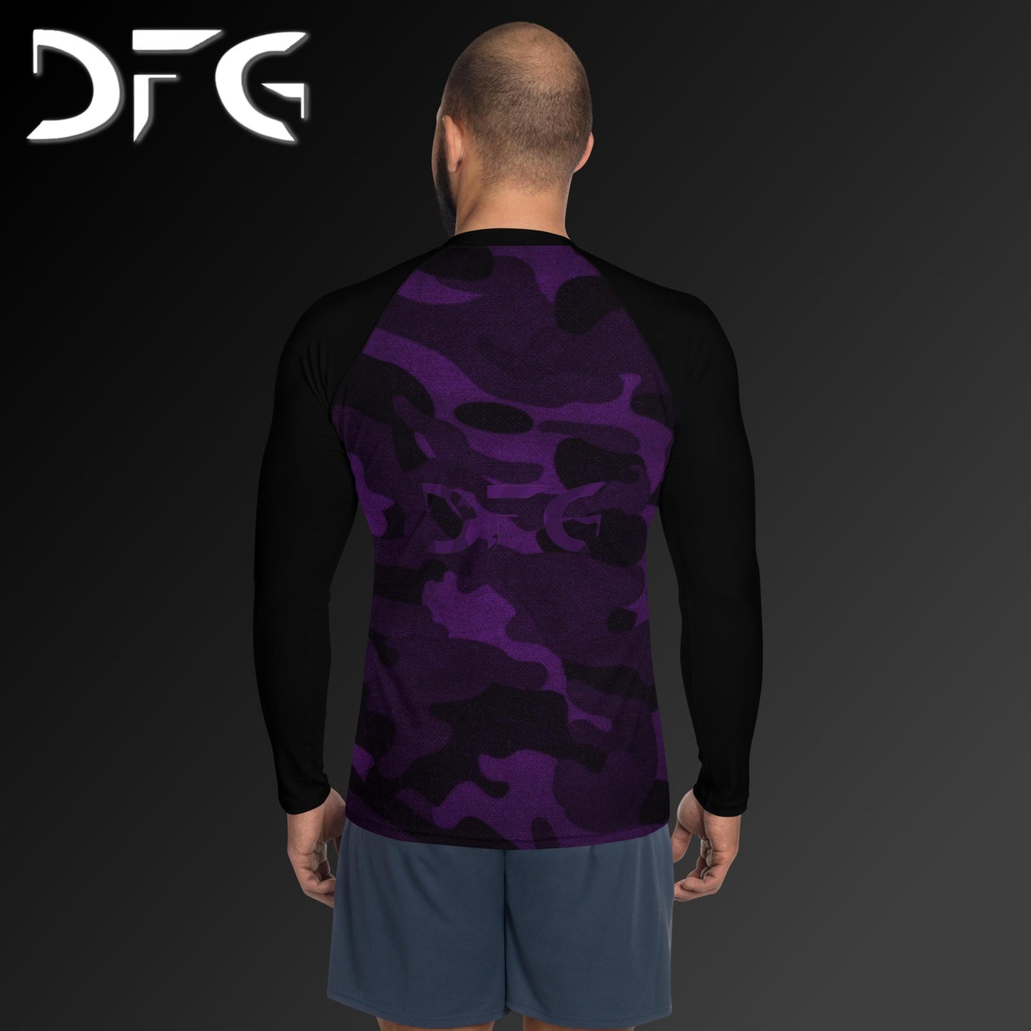 Masculine-Fit Purple Camo Rash Guard
