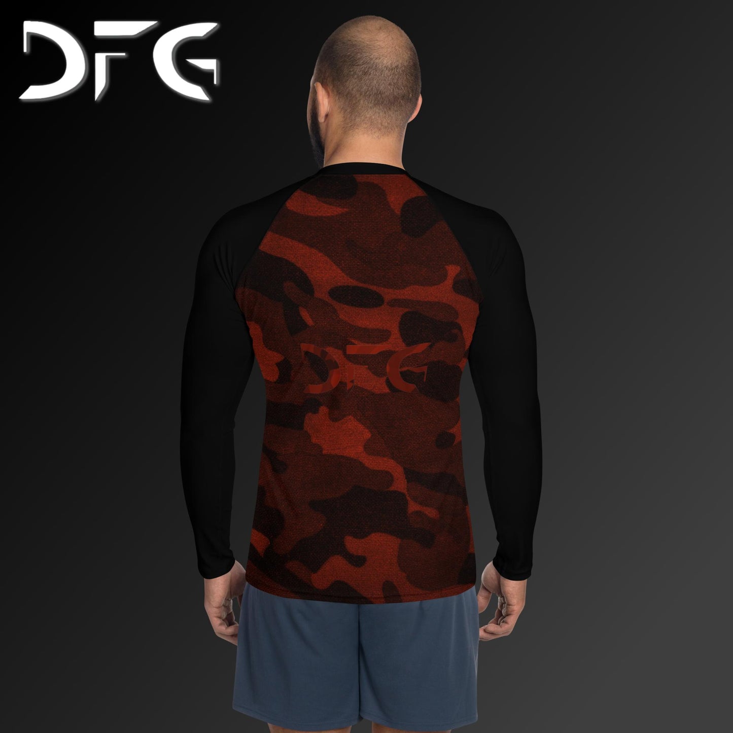 Masculine-Fit Black/Red Camo Rash Guard