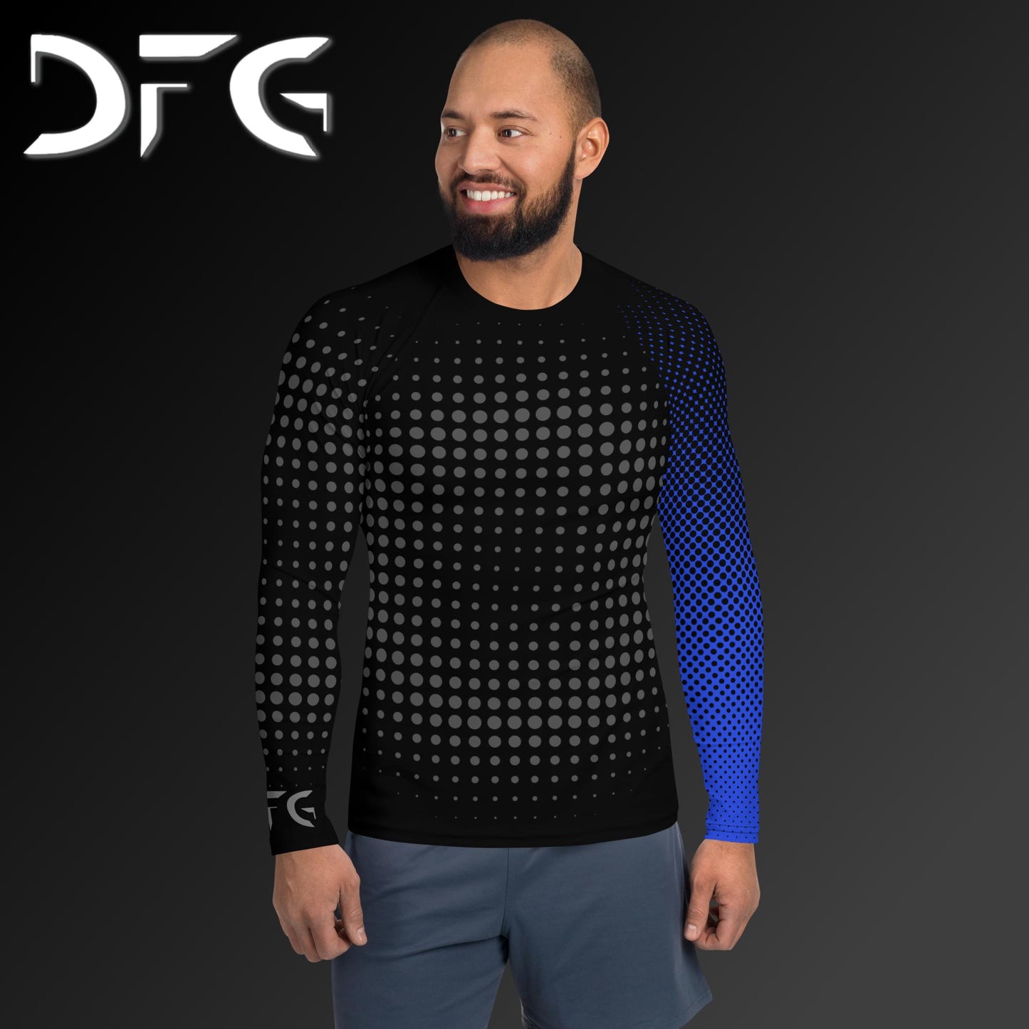 Masculine-Fit Blue Gradient Long-Sleeved Rash Guard
