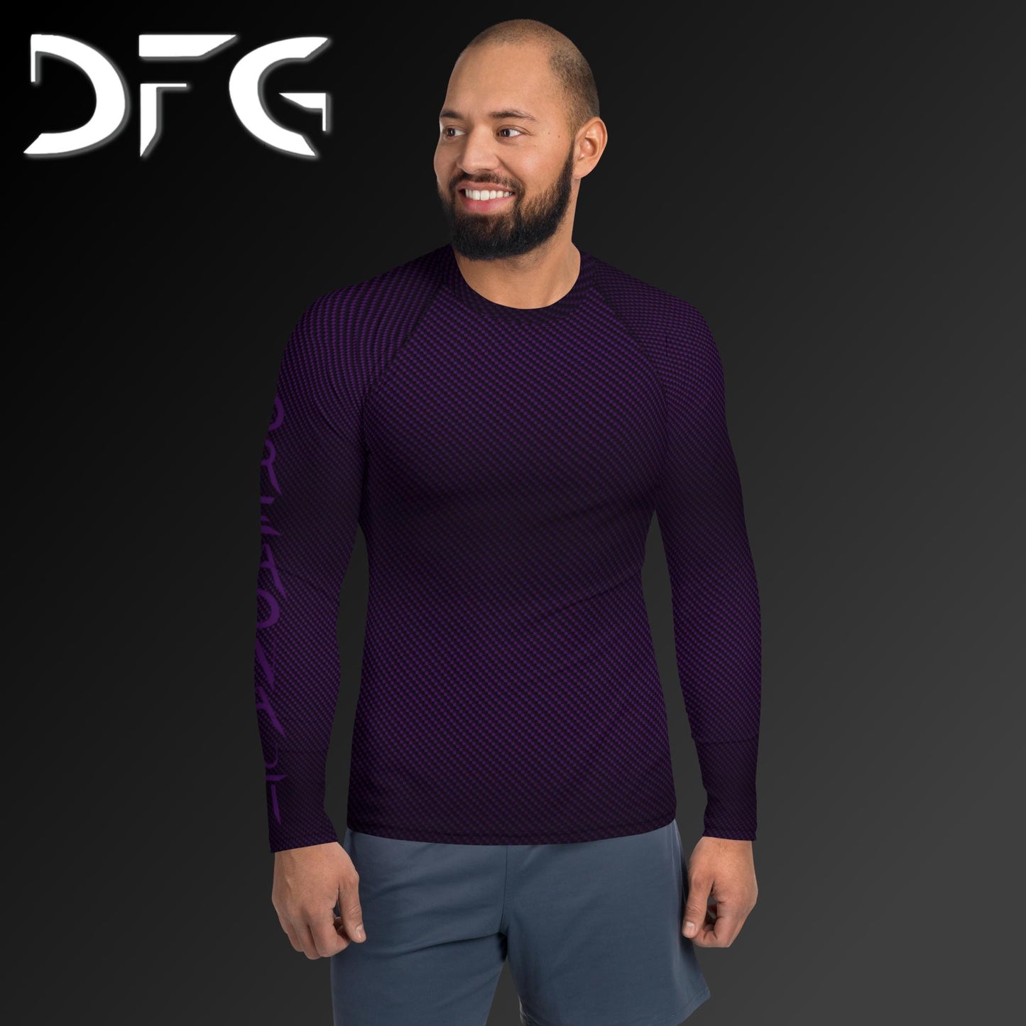 Masculine-Fit Purple Carbon Fiber Long-Sleeved Rash Guard