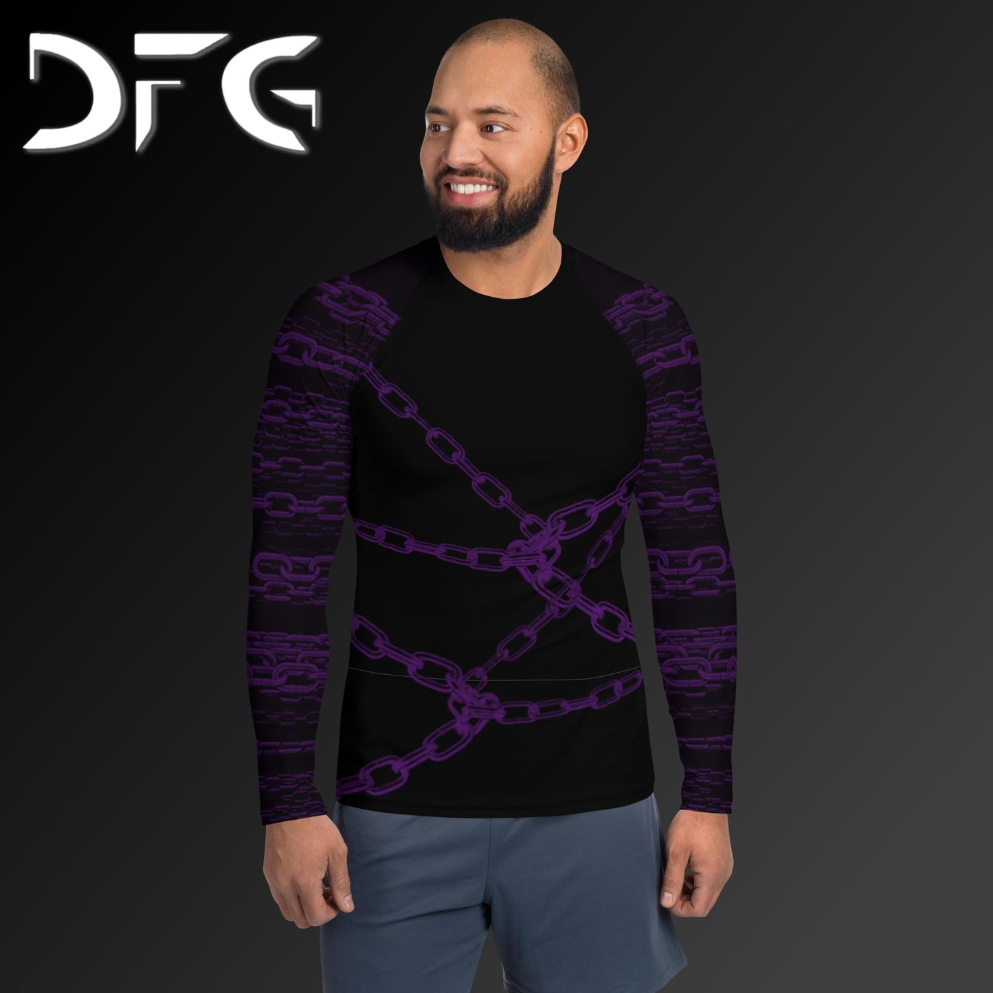 Masculine-Fit Purple Chains Long-Sleeved Rash Guard