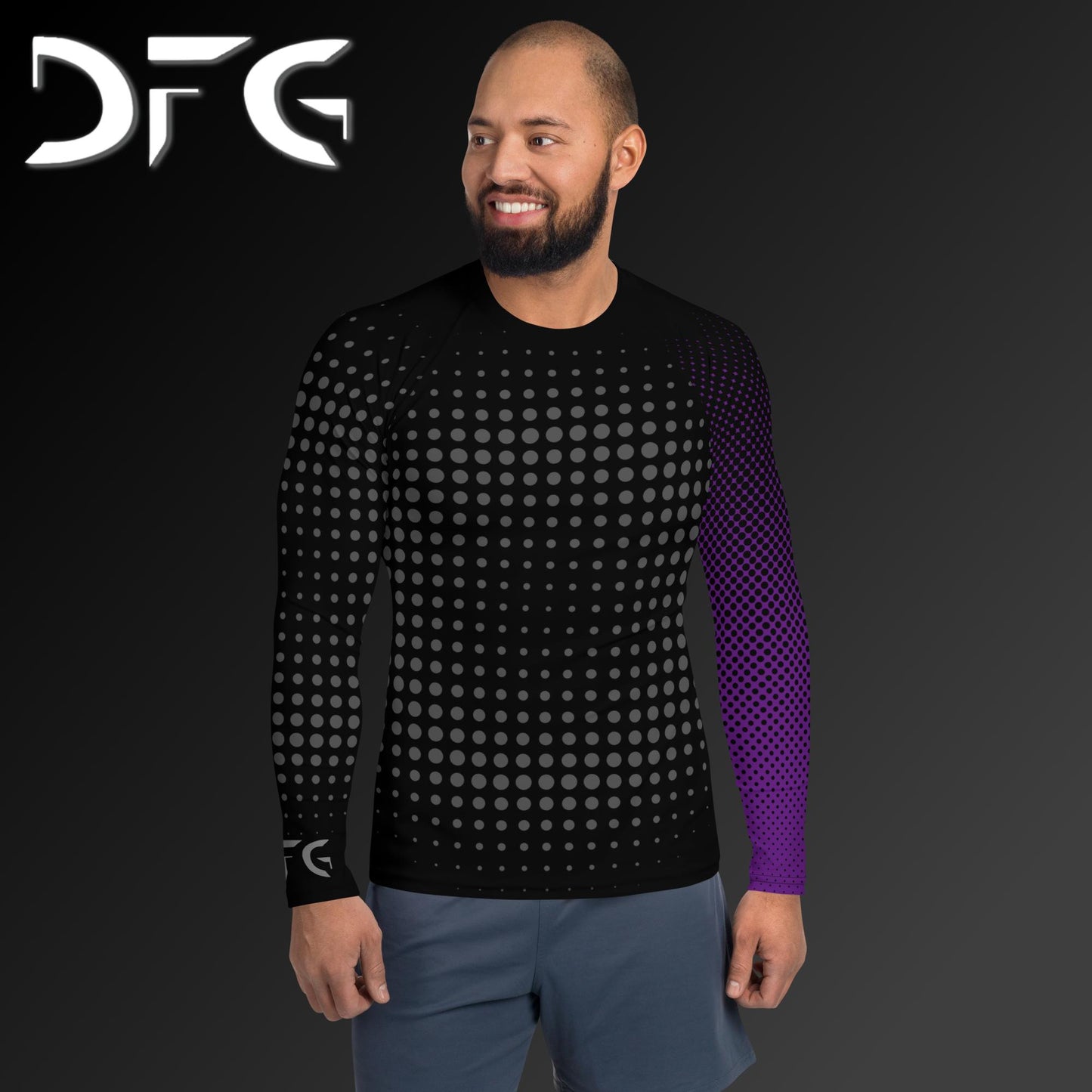 Masculine-Fit Purple Gradient Long-Sleeved Rash Guard