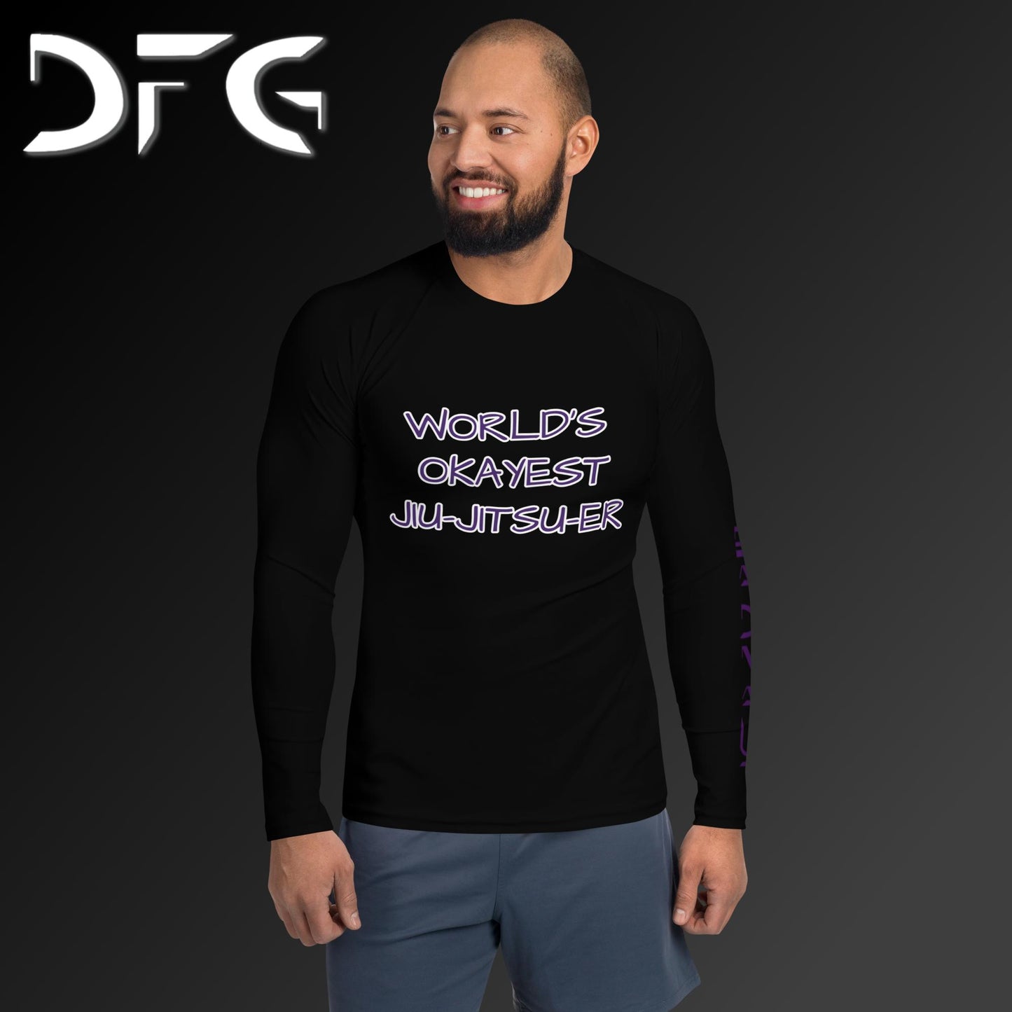 Masculine-Fit Purple OKAY Long-Sleeved Rash Guard