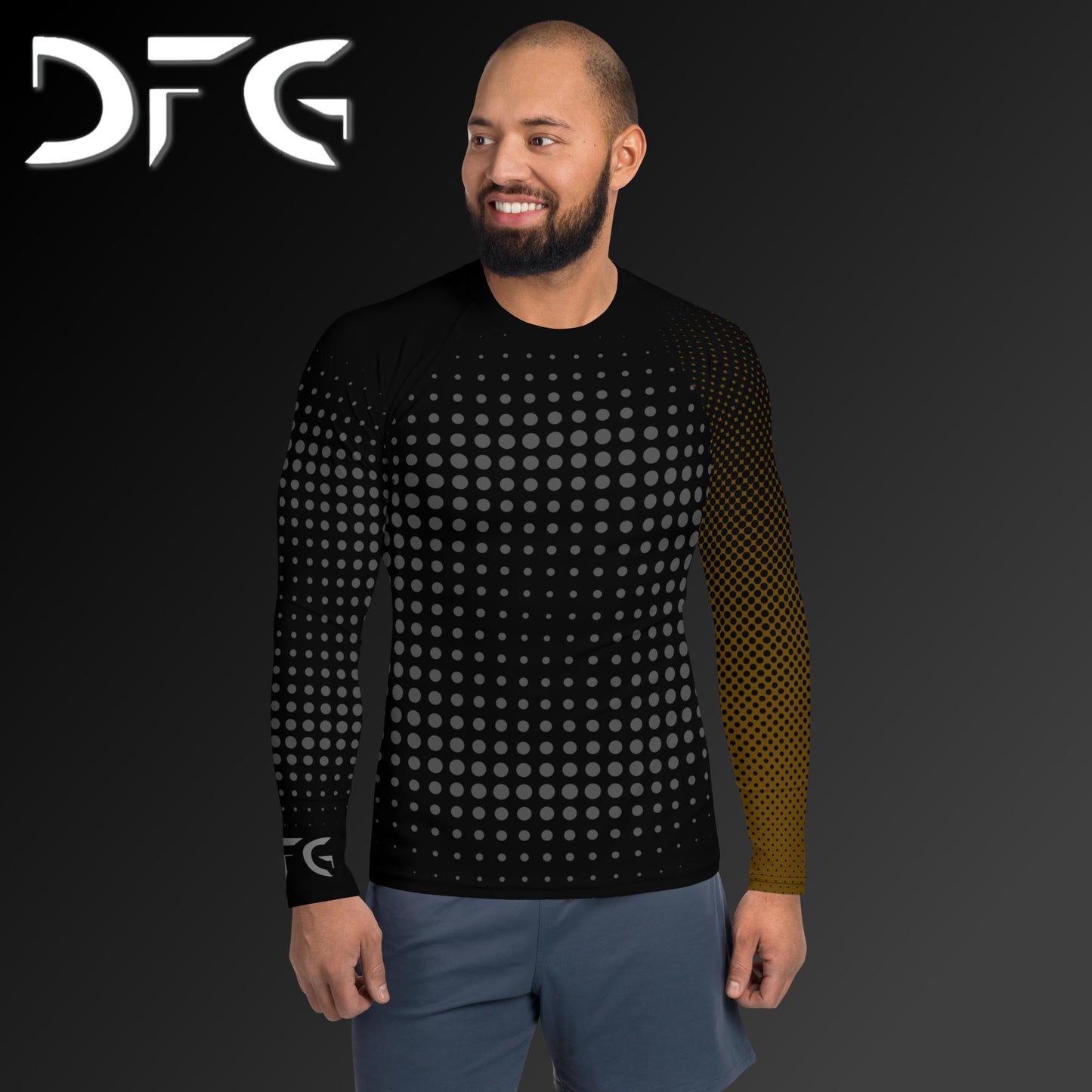 Masculine-Fit Brown Gradient Long-Sleeved Rash Guard