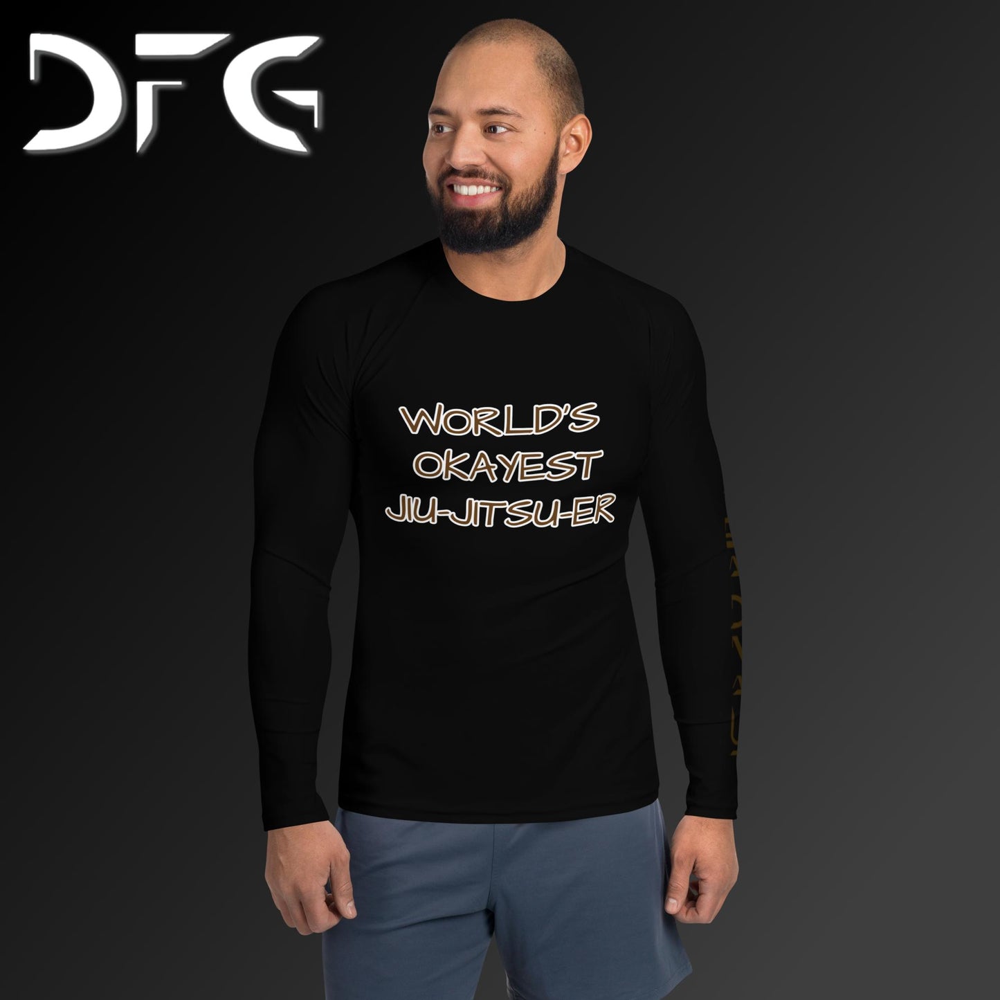 Masculine-Fit Brown OKAY Long-Sleeved Rash Guard