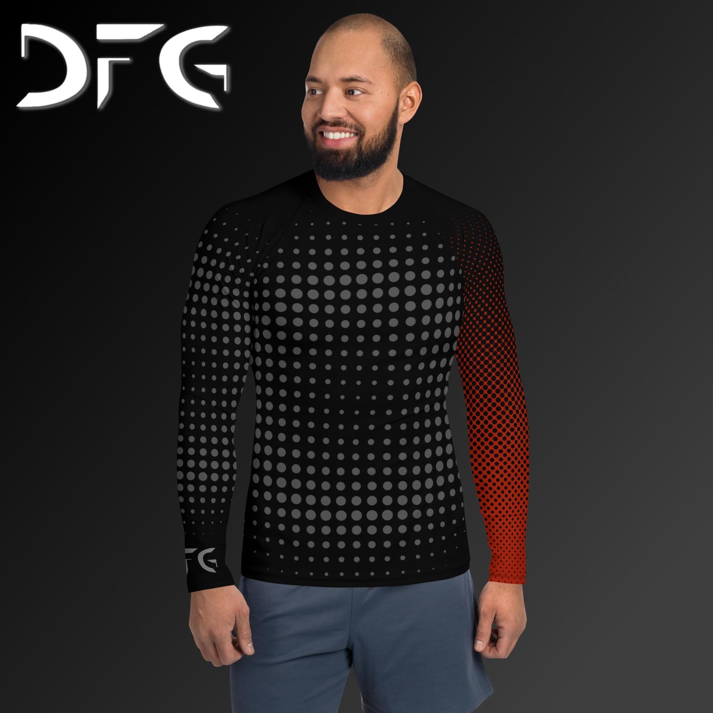 Masculine-Fit Black/Red Gradient Long-Sleeved Rash Guard