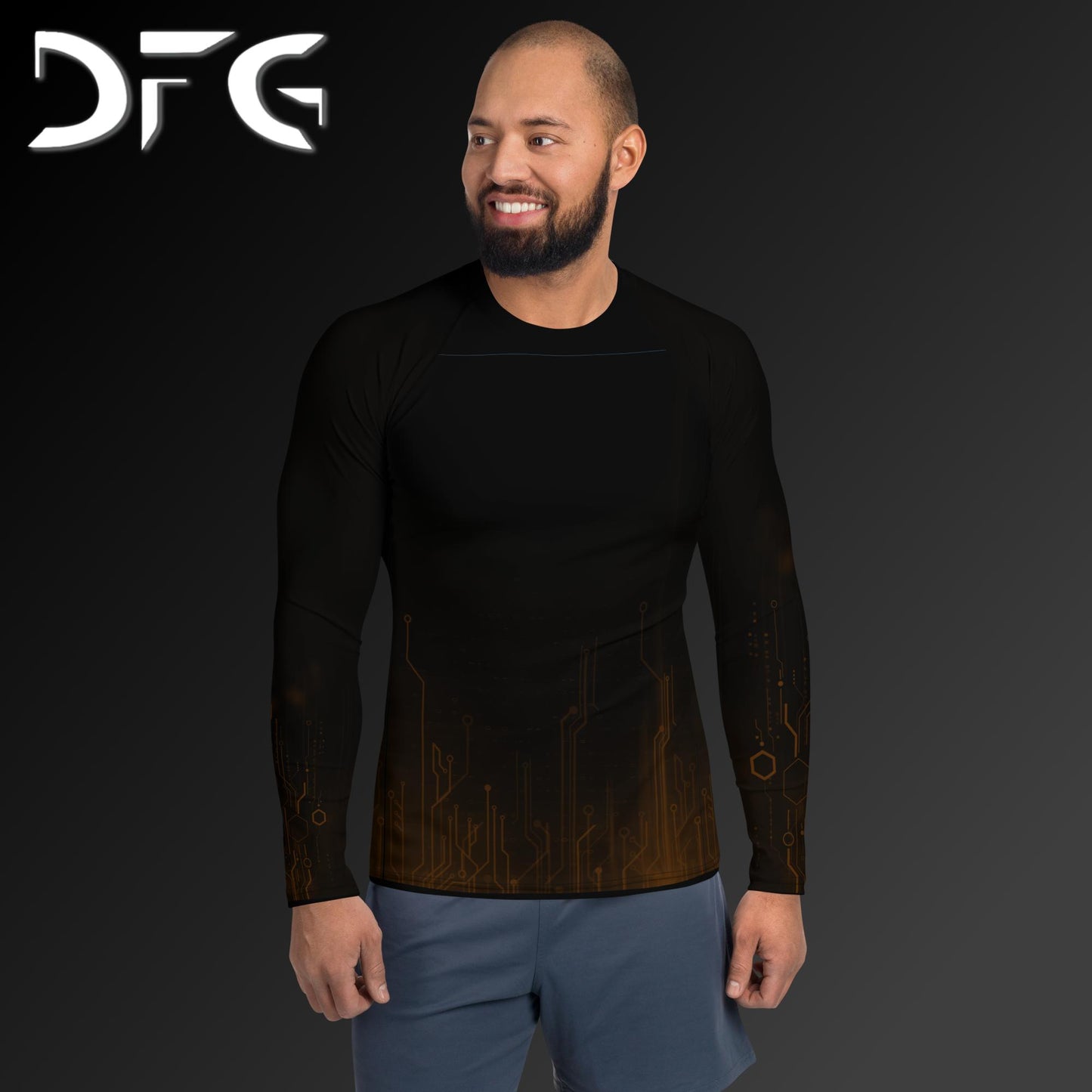 Masculine-Fit Brown Tech Rash Guard