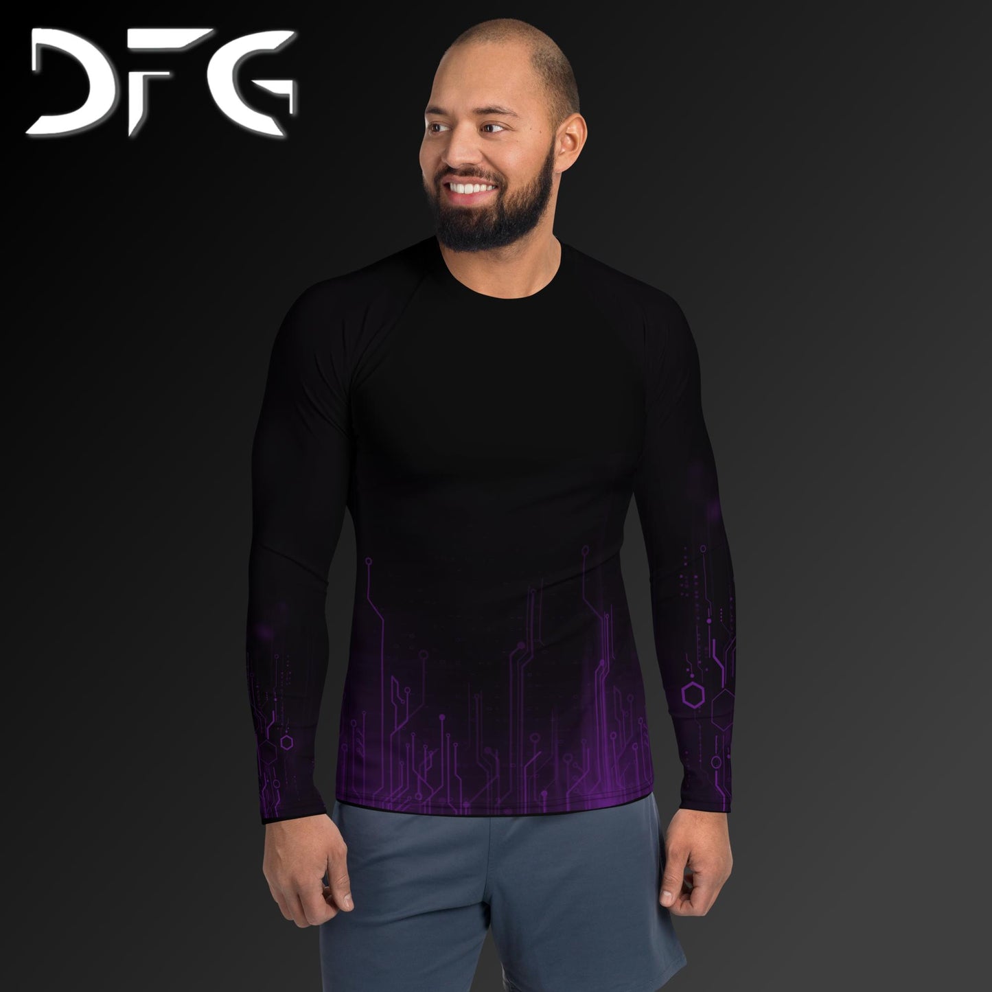 Masculine-Fit Purple Tech Rash Guard