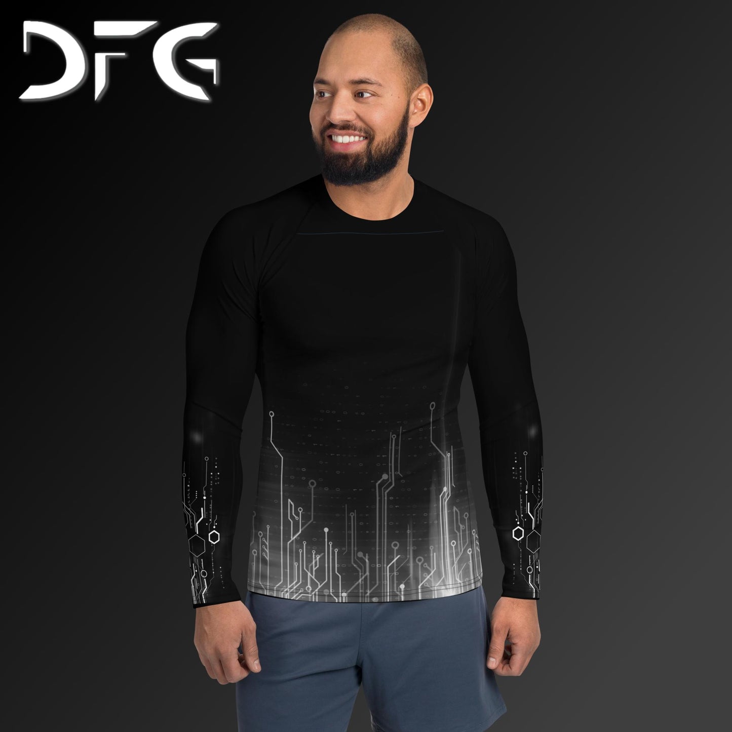 Masculine-Fit White Tech Rash Guard