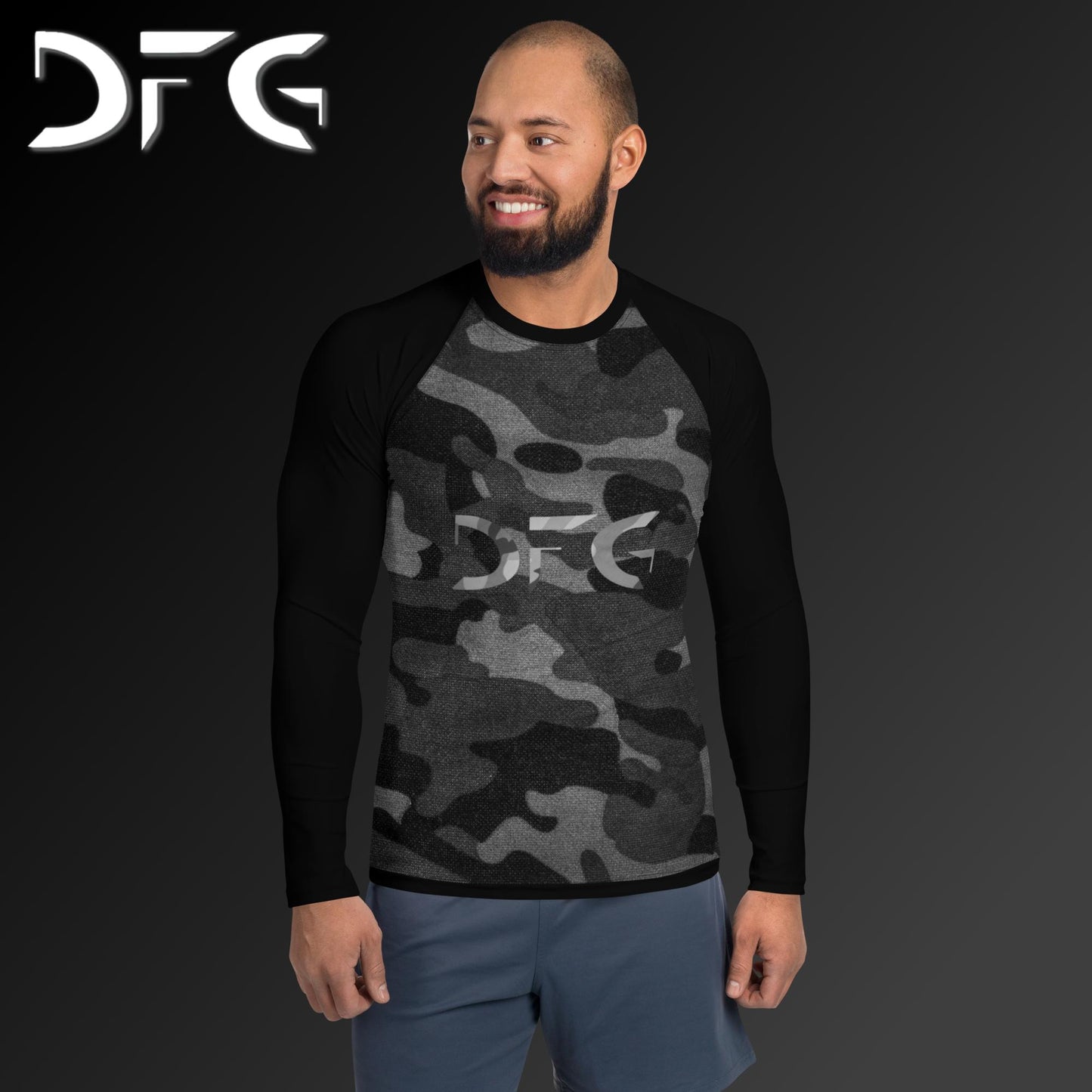 Masculine-Fit White Camo Rash Guard