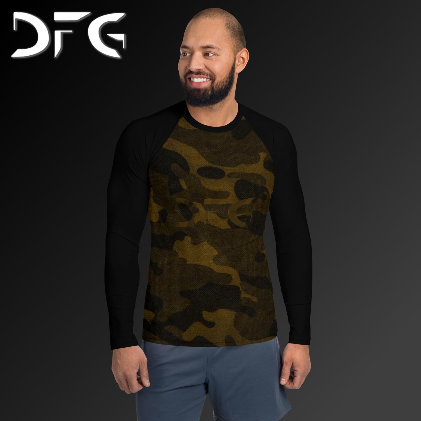 Masculine-Fit Brown Camo Rash Guard