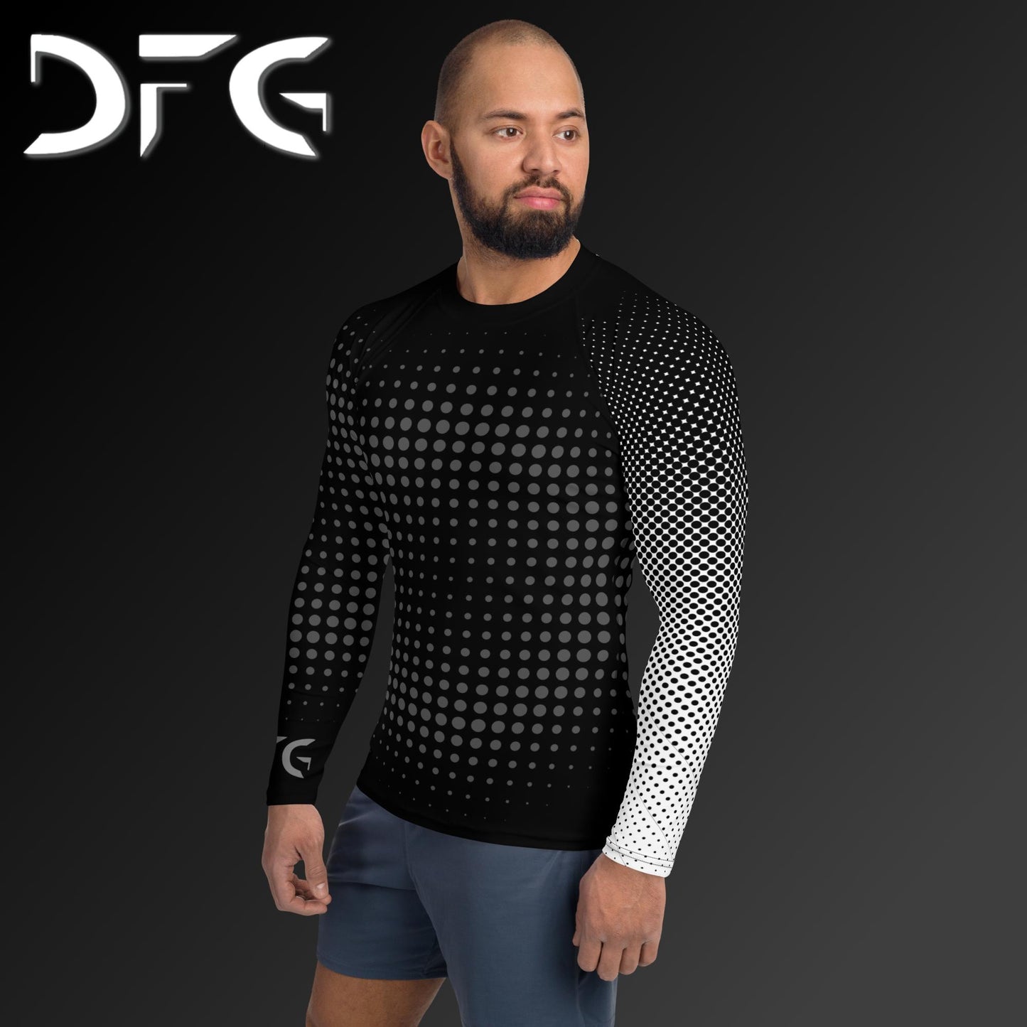 Masculine-Fit White Gradient Long-Sleeved Rash Guard