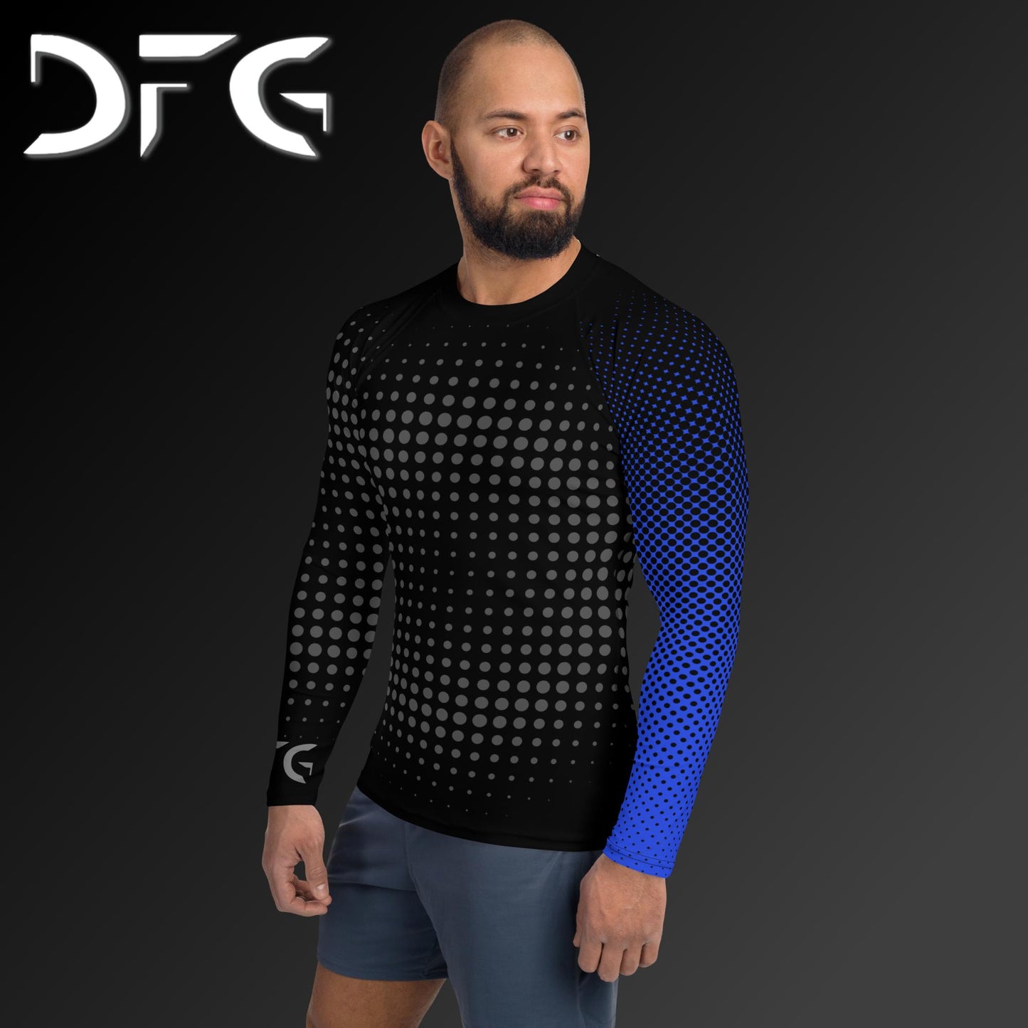 Masculine-Fit Blue Gradient Long-Sleeved Rash Guard