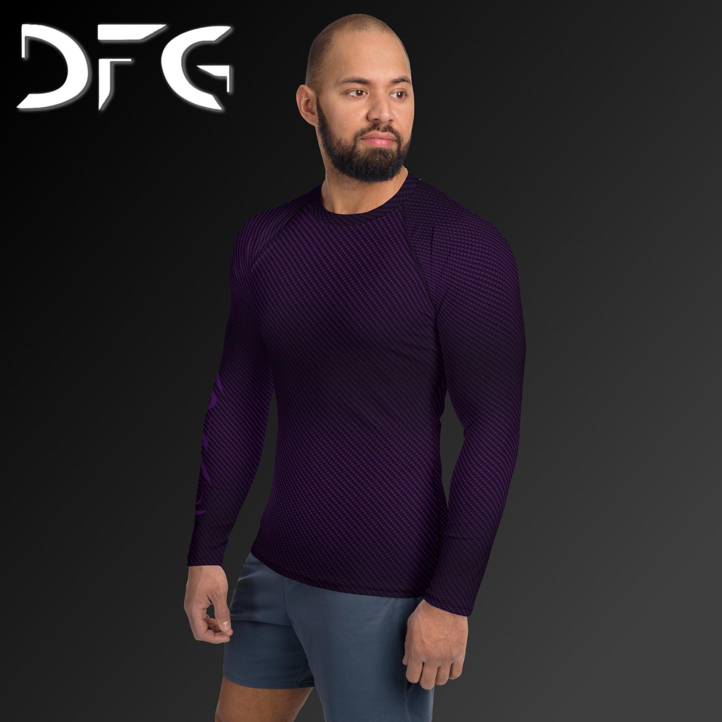 Masculine-Fit Purple Carbon Fiber Long-Sleeved Rash Guard