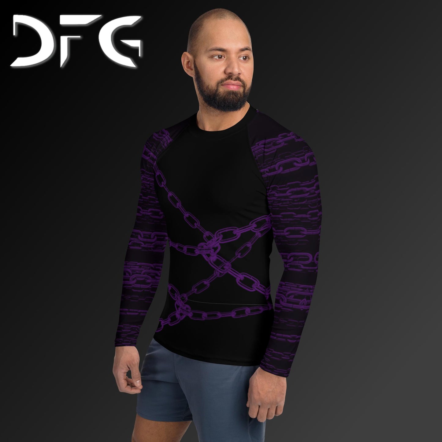 Masculine-Fit Purple Chains Long-Sleeved Rash Guard
