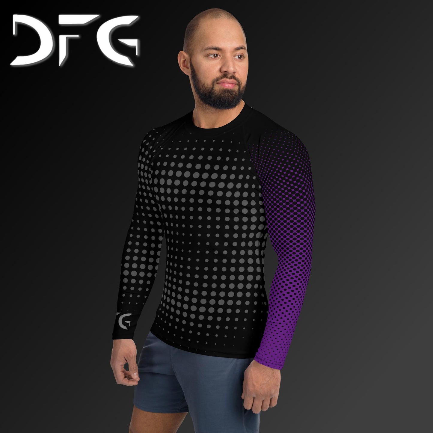 Masculine-Fit Purple Gradient Long-Sleeved Rash Guard