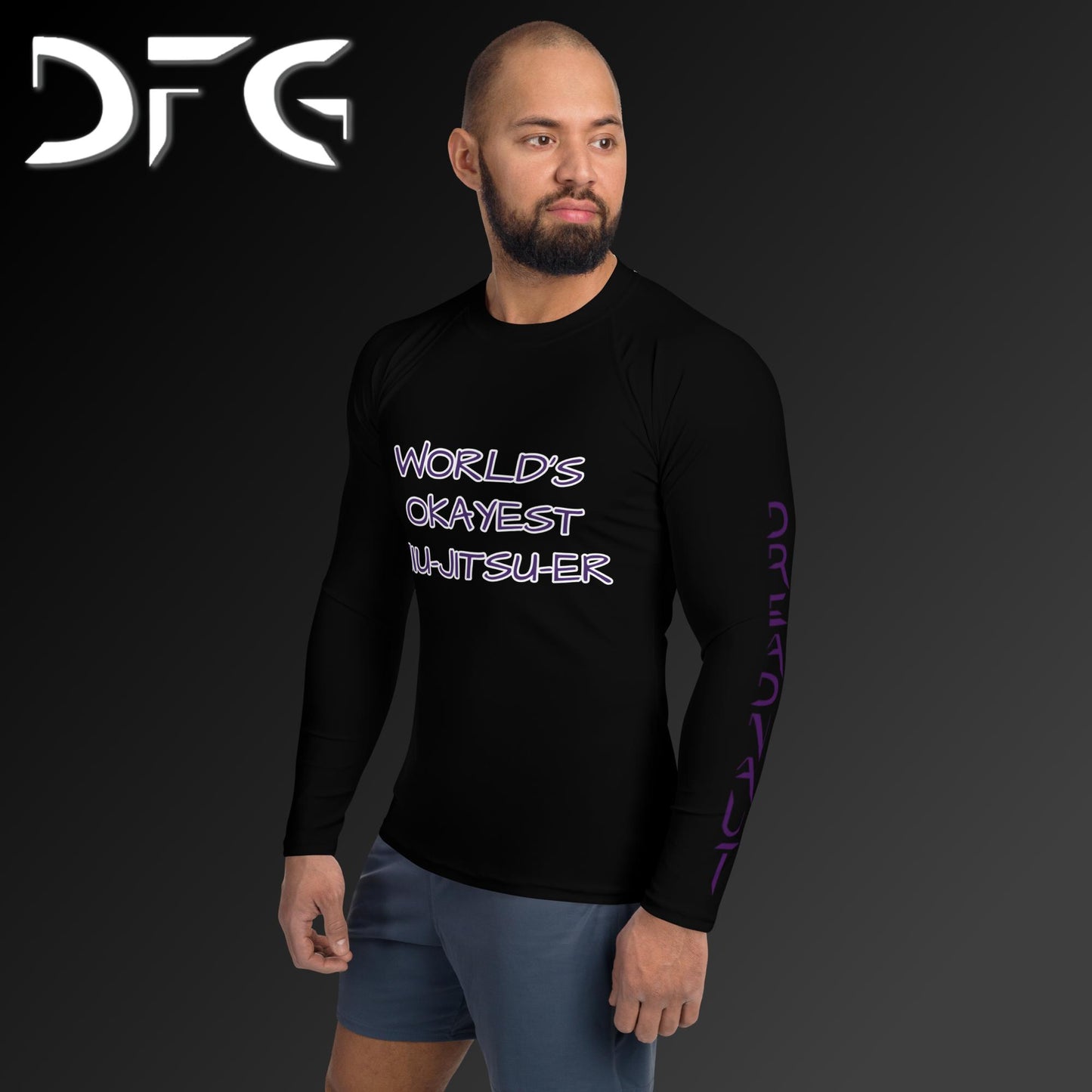 Masculine-Fit Purple OKAY Long-Sleeved Rash Guard