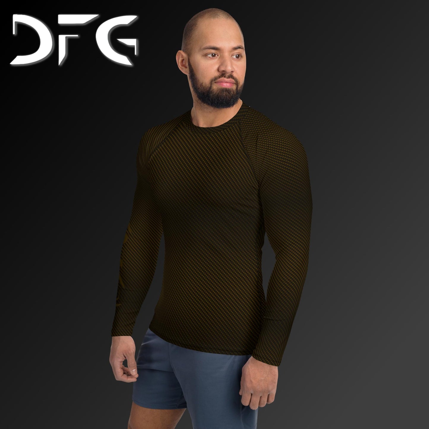 Masculine-Fit Brown Carbon Fiber Long-Sleeved Rash Guard