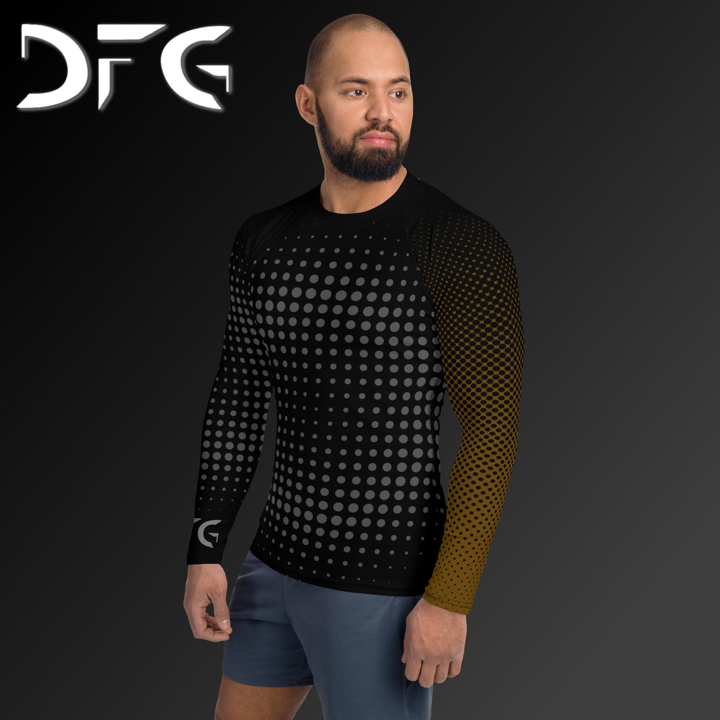Masculine-Fit Brown Gradient Long-Sleeved Rash Guard