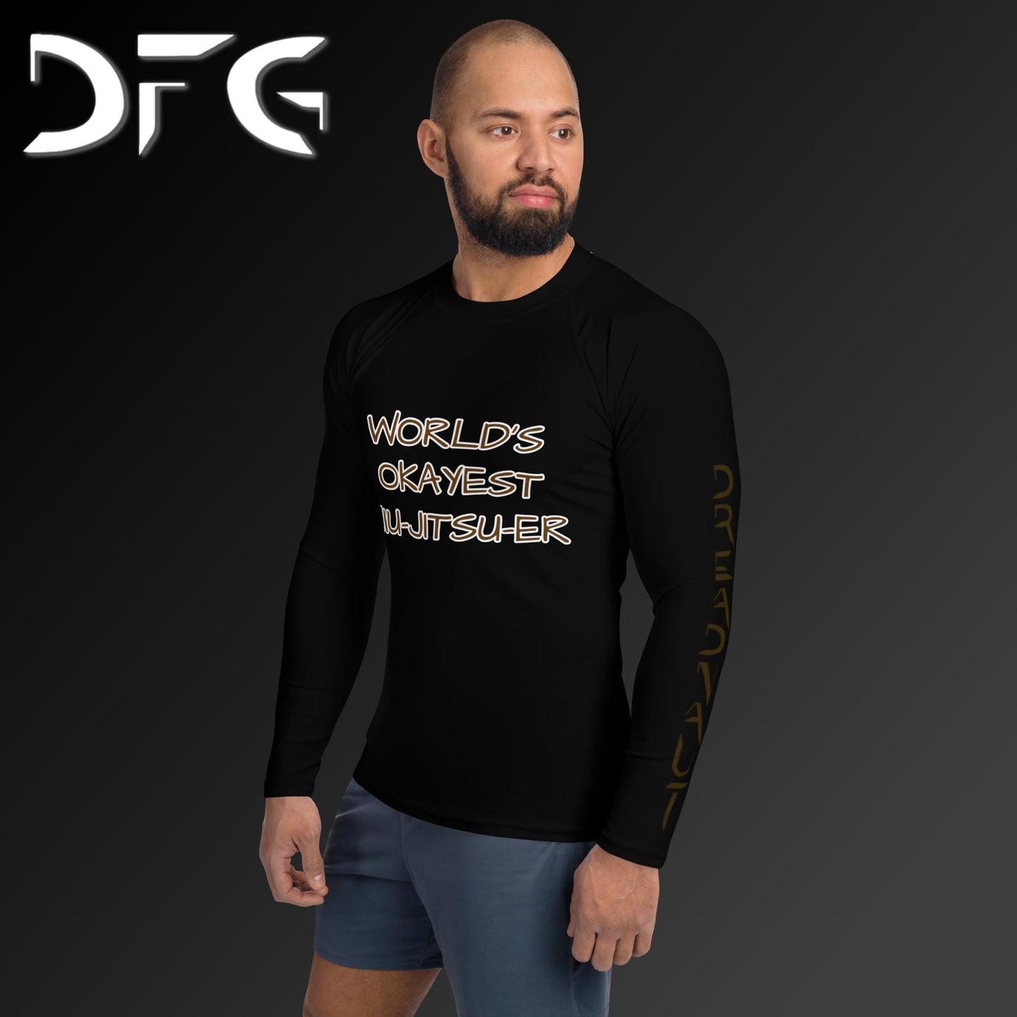 Masculine-Fit Brown OKAY Long-Sleeved Rash Guard