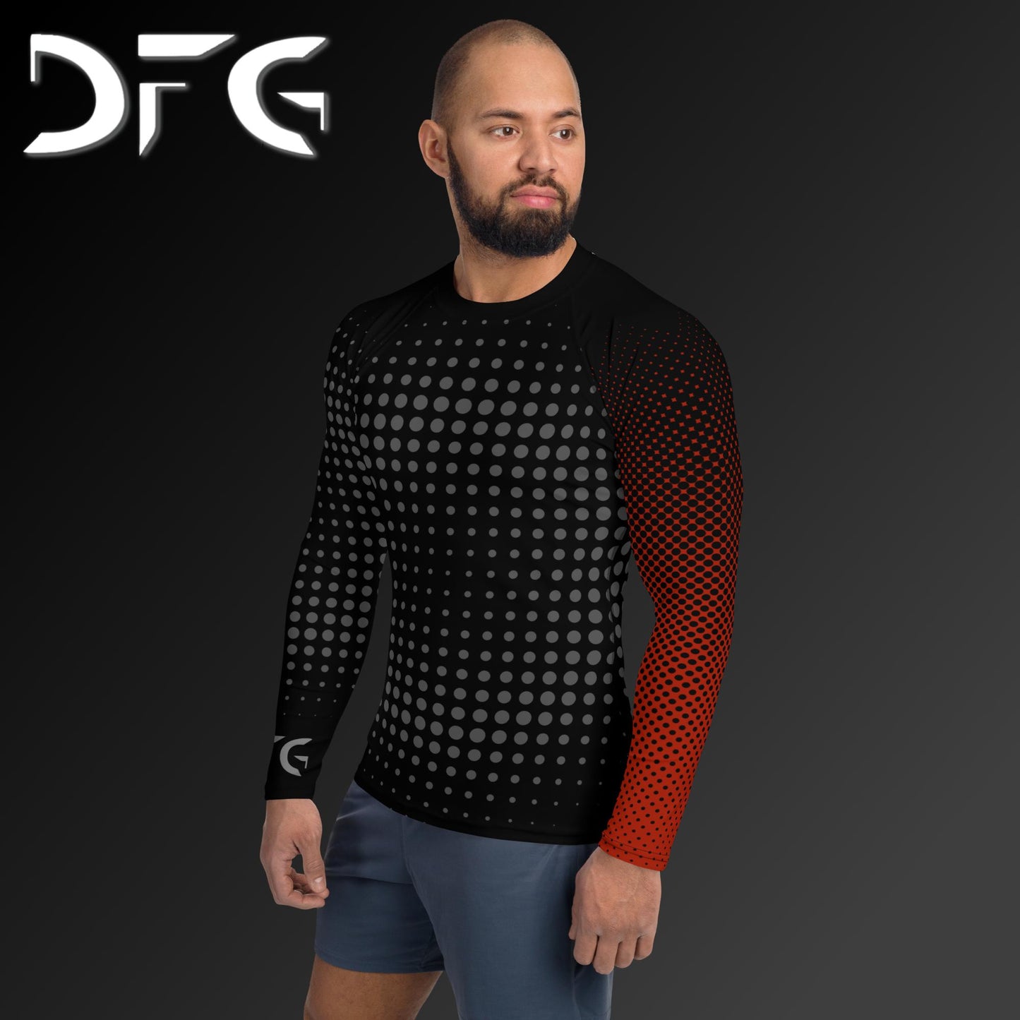 Masculine-Fit Black/Red Gradient Long-Sleeved Rash Guard