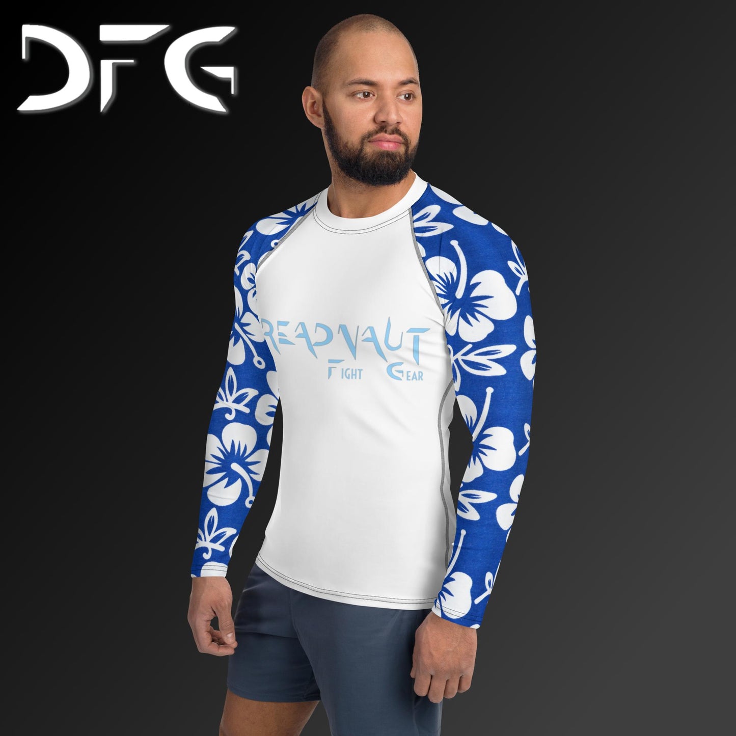Masculine-Fit Floral Long-Sleeved Rash Guard