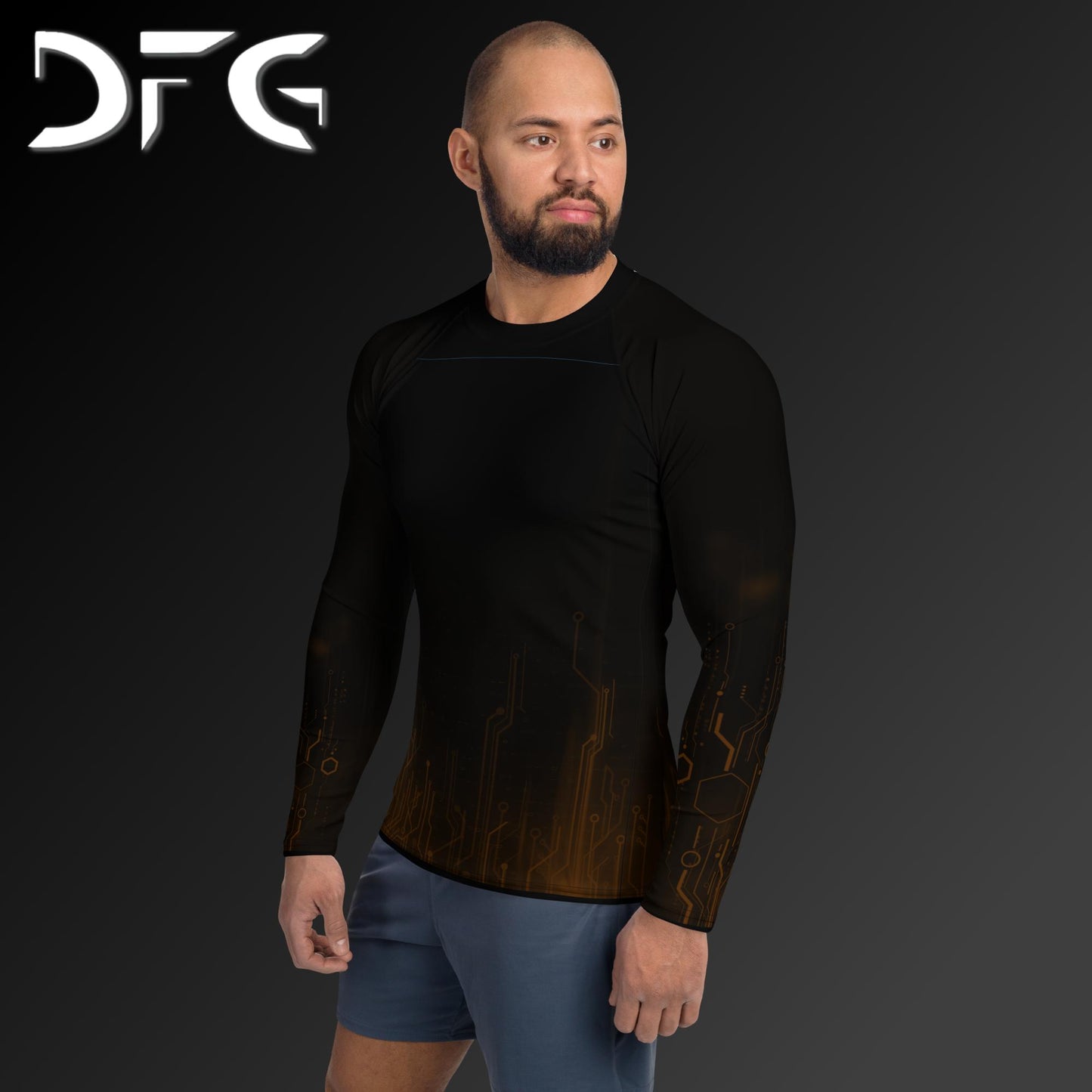 Masculine-Fit Brown Tech Rash Guard
