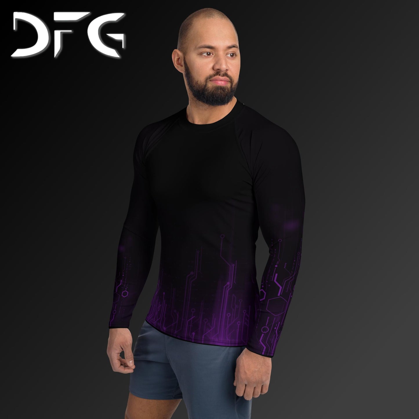 Masculine-Fit Purple Tech Rash Guard