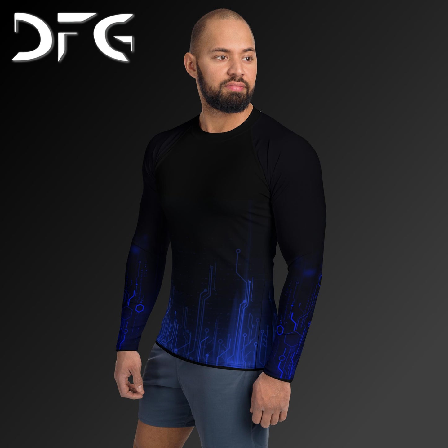 Masculine-Fit Blue Tech Rash Guard
