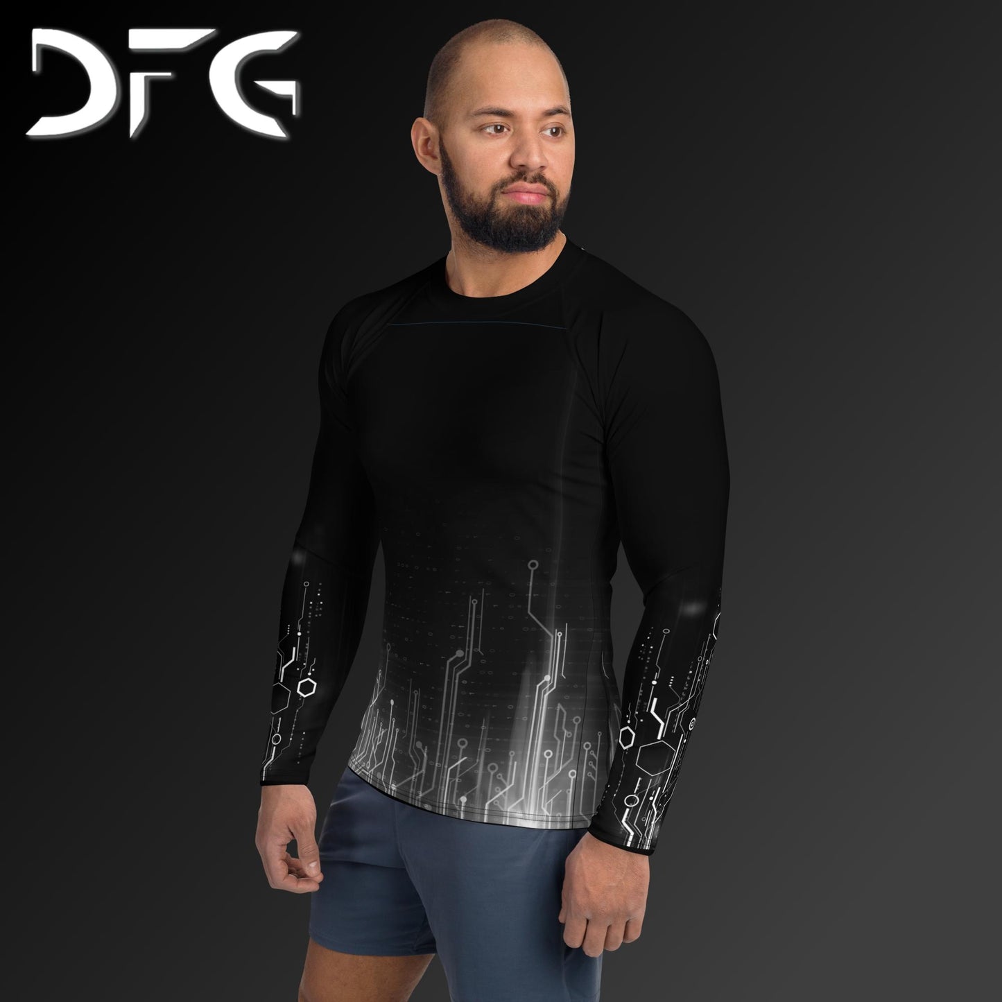 Masculine-Fit White Tech Rash Guard