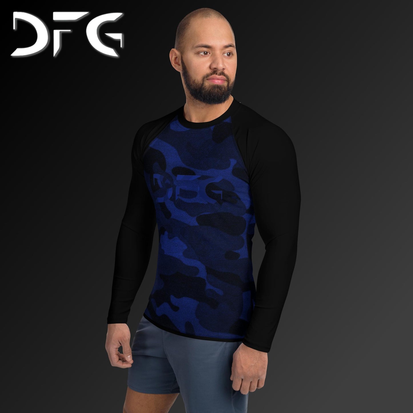 Masculine-Fit Blue Camo Rash Guard