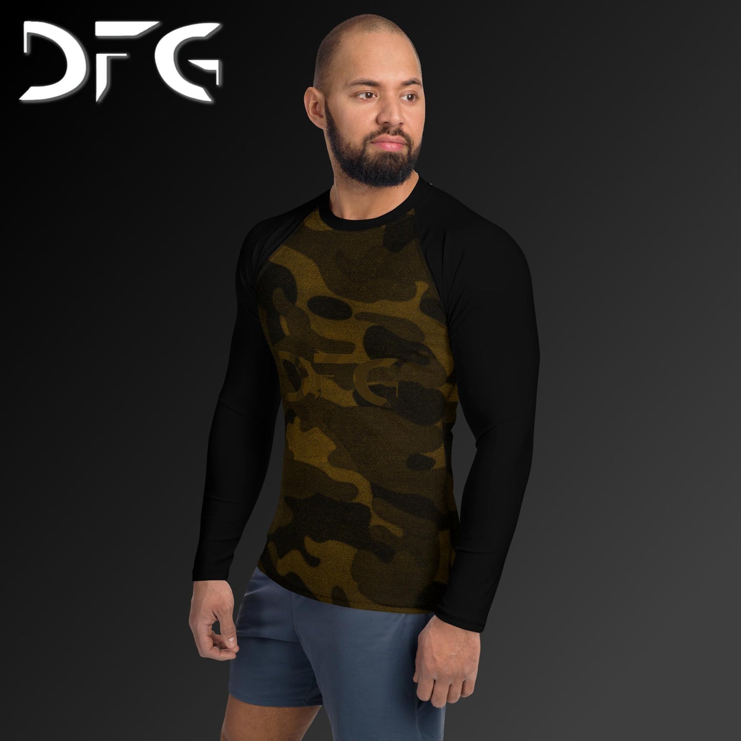 Masculine-Fit Brown Camo Rash Guard