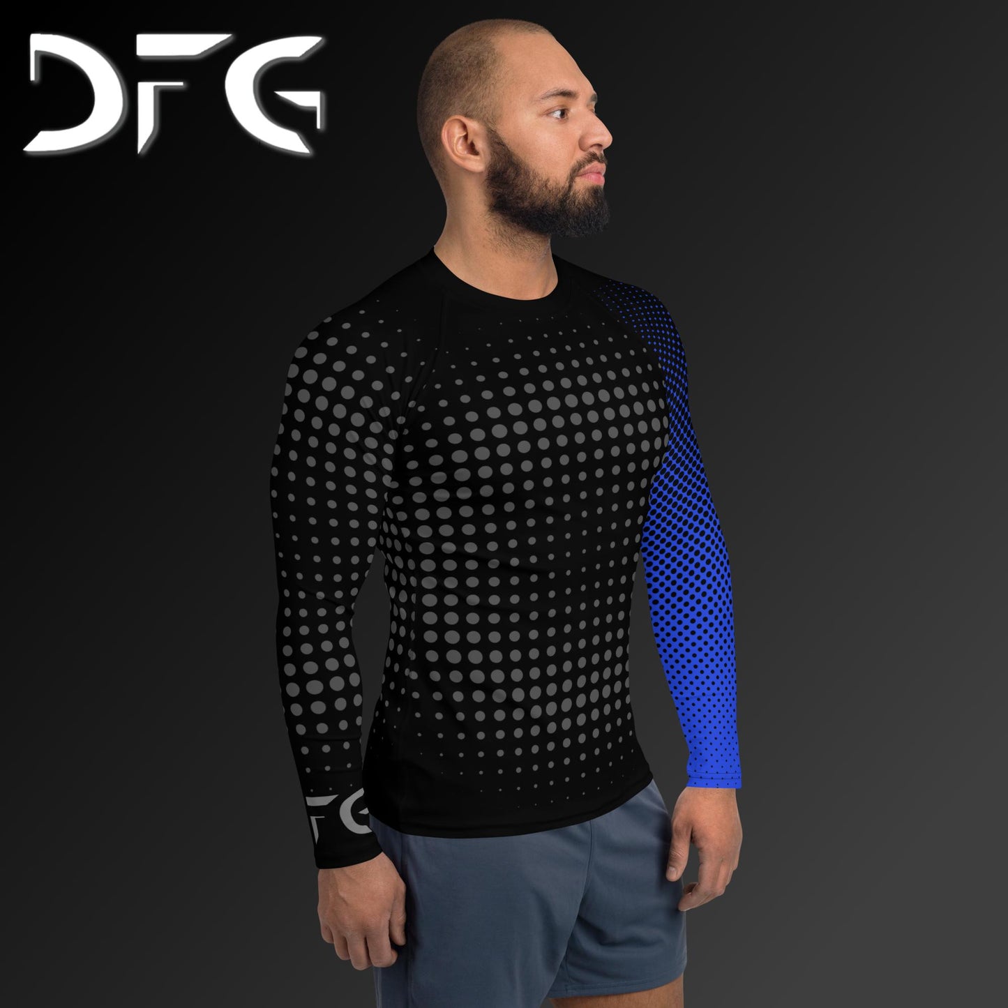 Masculine-Fit Blue Gradient Long-Sleeved Rash Guard