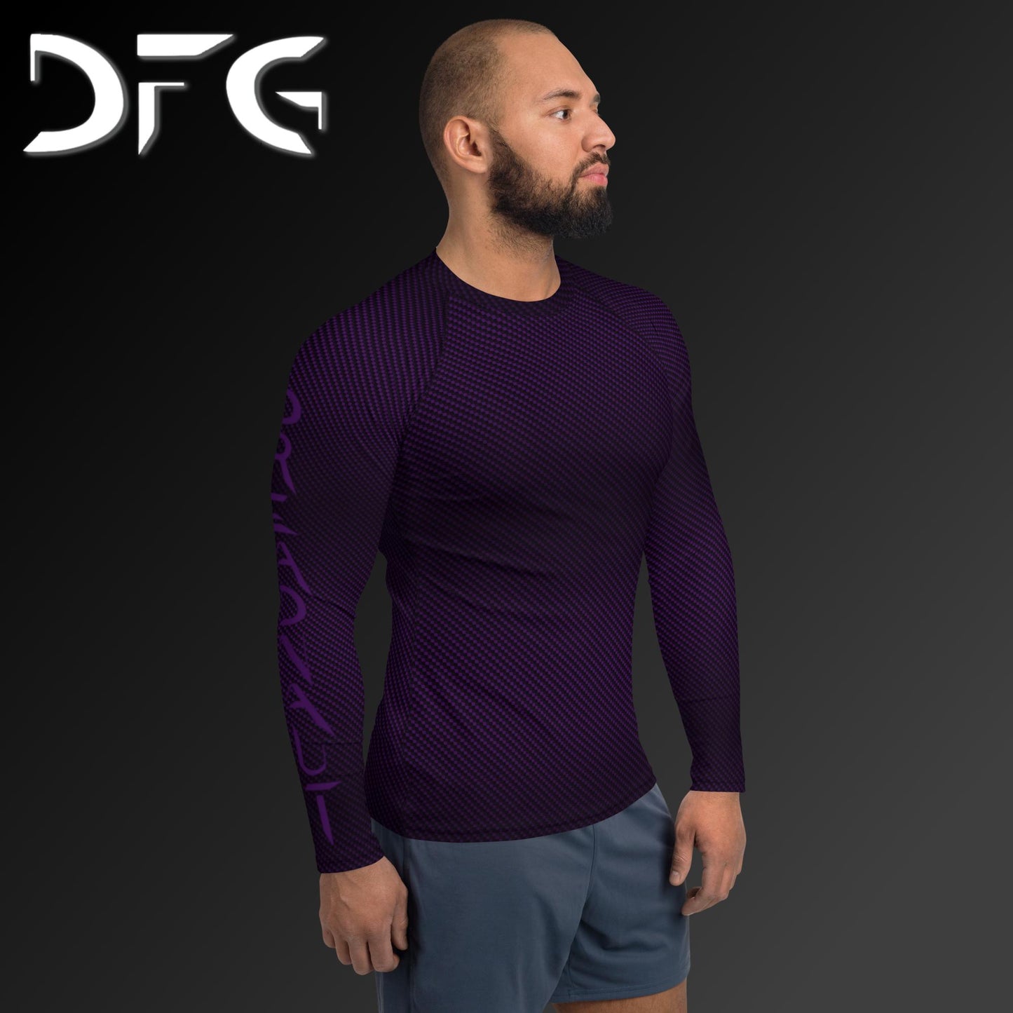 Masculine-Fit Purple Carbon Fiber Long-Sleeved Rash Guard