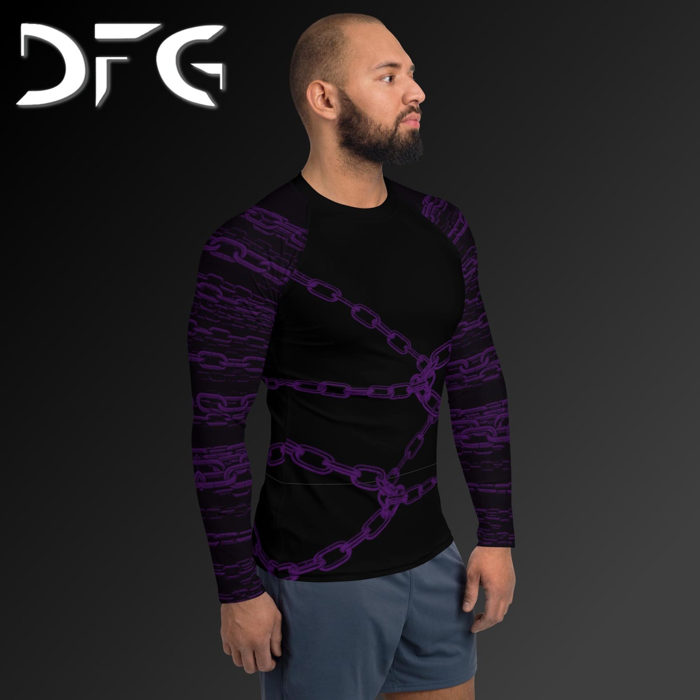 Masculine-Fit Purple Chains Long-Sleeved Rash Guard